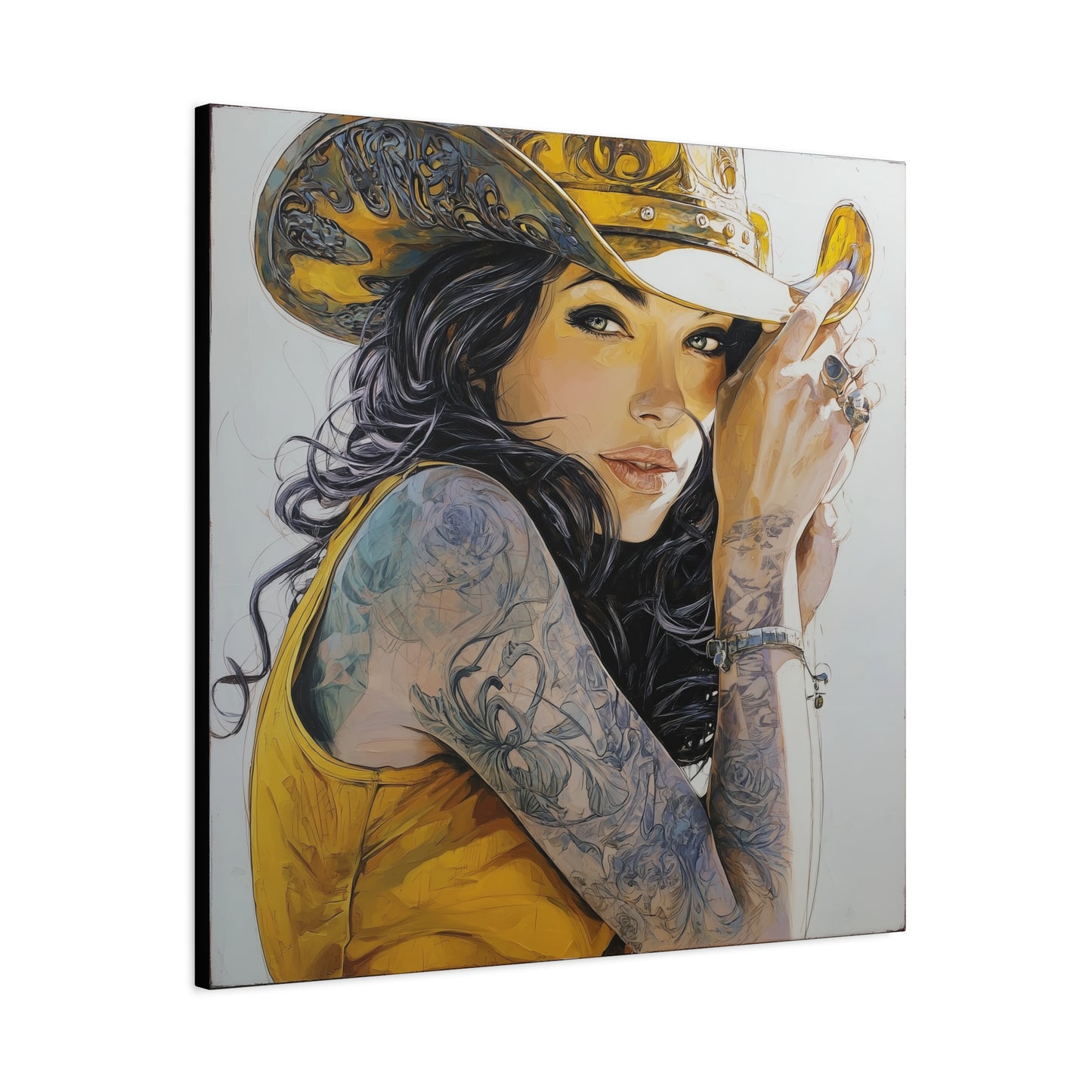 Gallery Wrapped Canvas, Wranglers and Wreckage Art Canvas, Erotic Pinup Art Canvas – Delilah
