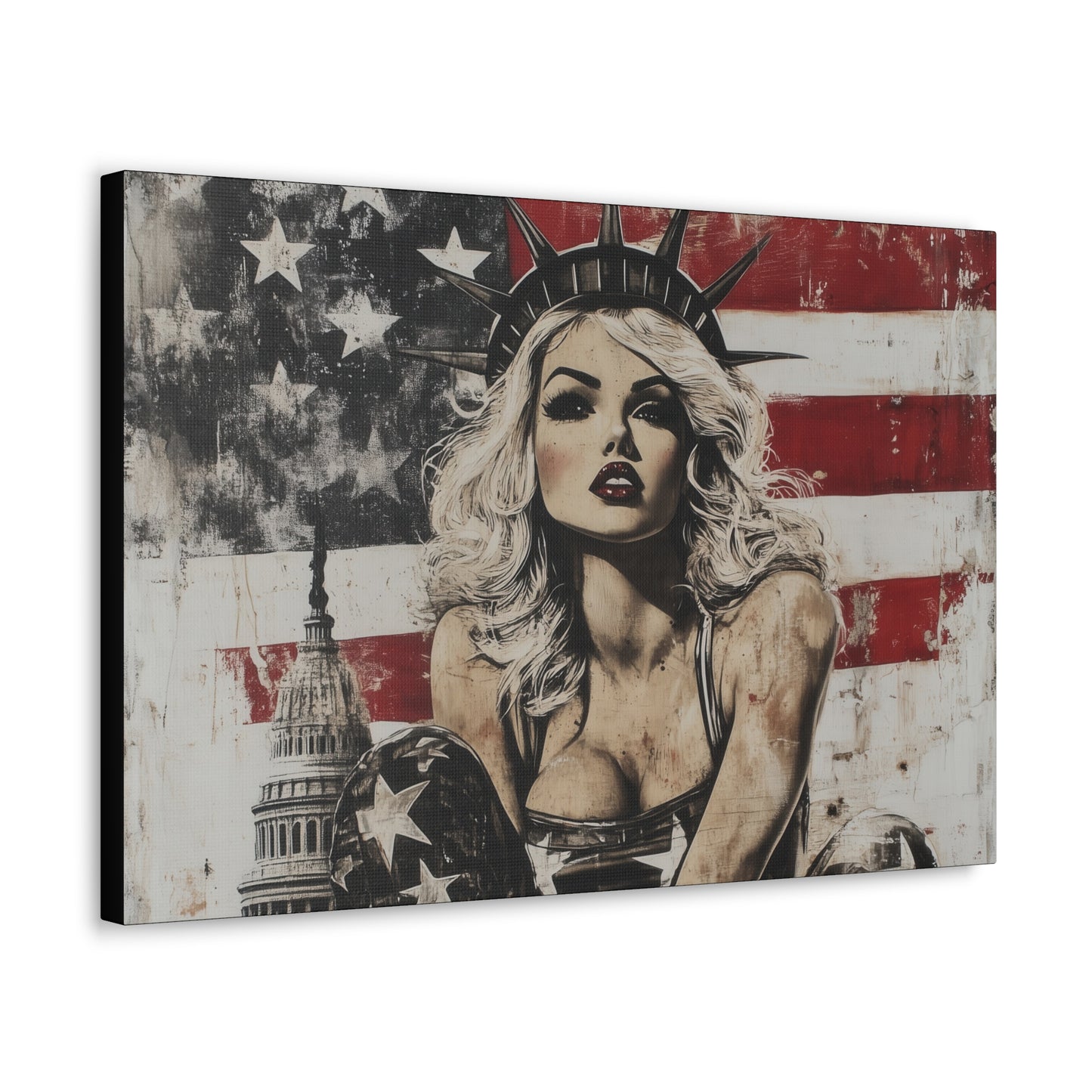 Gallery Wrapped Canvas, Liberty and Lace Art Canvas, Patriotic Art Canvas – Kimberly