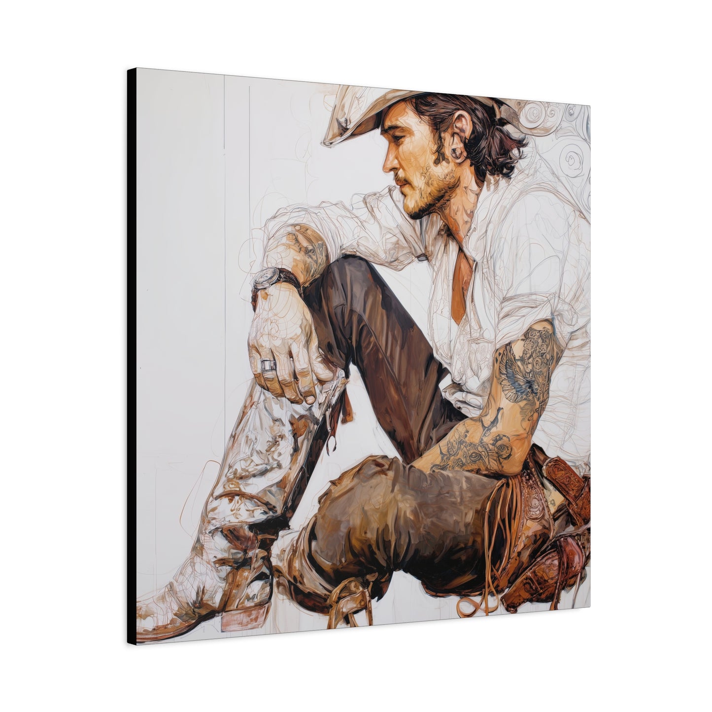 Gallery Wrapped Canvas, Wranglers and Wreckage Art Canvas, Erotic Pinup Art Canvas – Boone