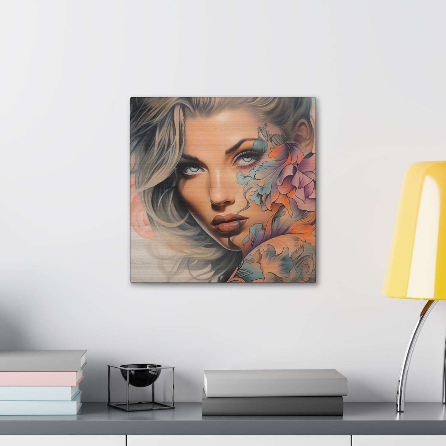 Gallery Wrapped Canvas, Edgy Tattooed Beauty, Urban Pop Art Canvas – Bella