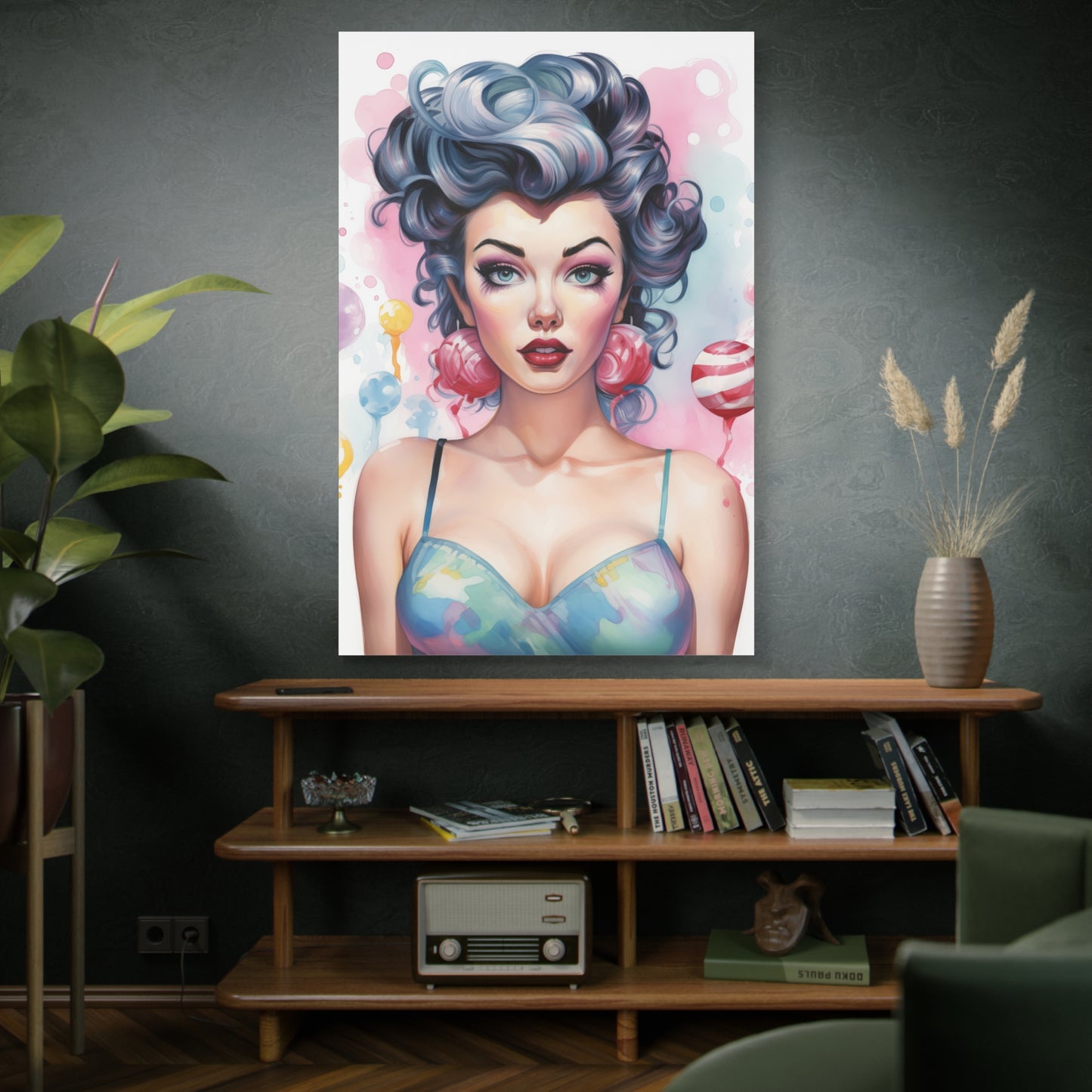 Canvas Gallery Wrapped High-Fashion Wall Art, Stylish Decor, Retro Femme Doll Pop Art – Poppy