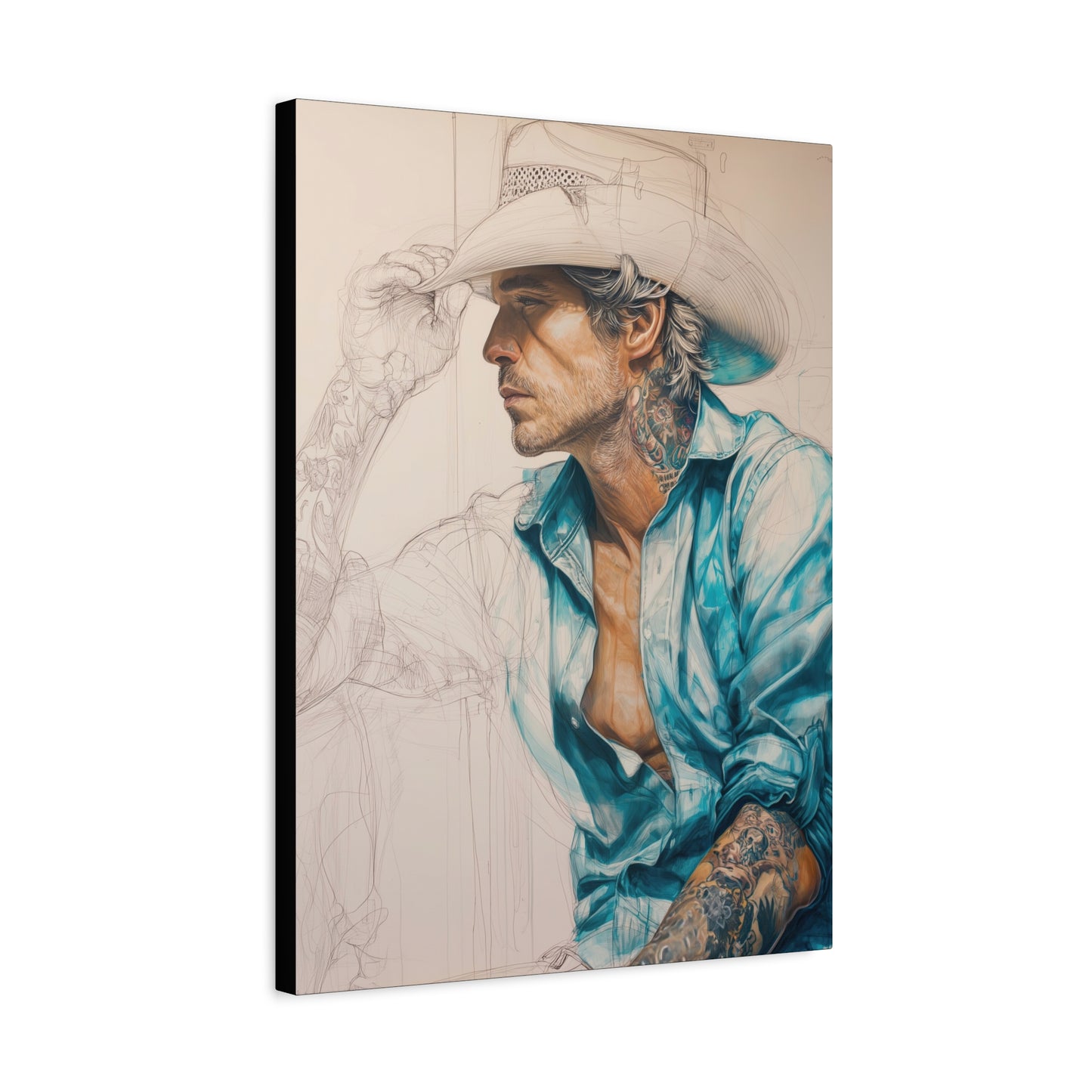 Gallery Wrapped Canvas, Wranglers and Wreckage Art Canvas, Erotic Pinup Art Canvas – Wade