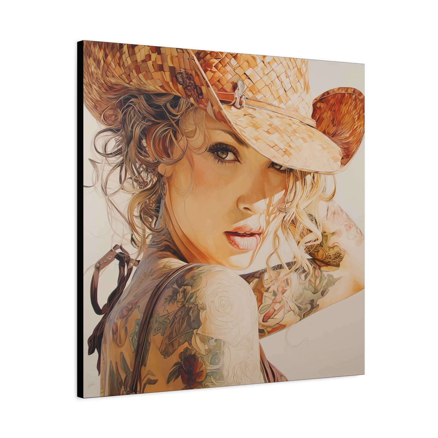 Gallery Wrapped Canvas, Wranglers and Wreckage Art Canvas, Erotic Pinup Art Canvas – Sadie