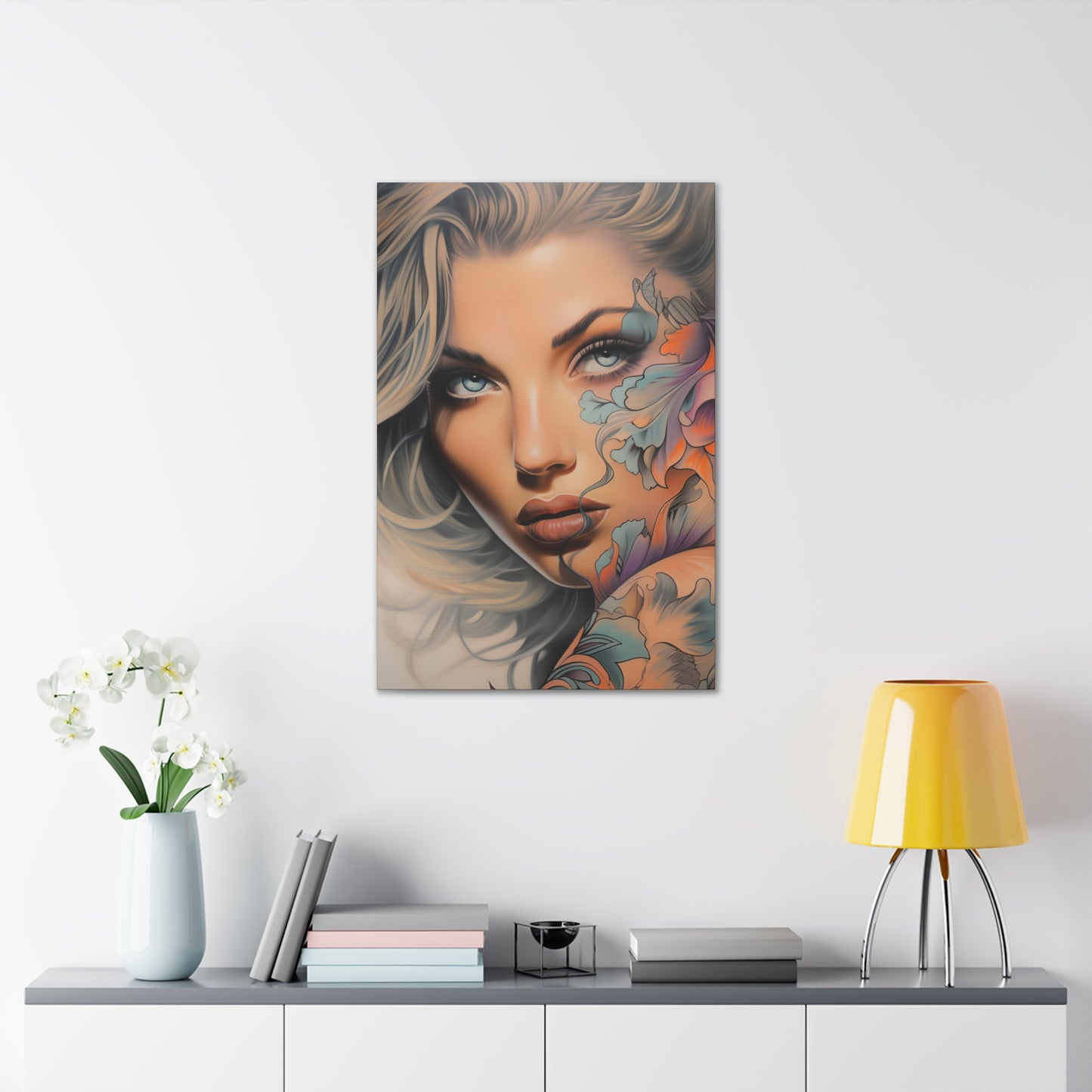 Gallery Wrapped Canvas, Edgy Tattooed Beauty, Urban Pop Art Canvas – Bella