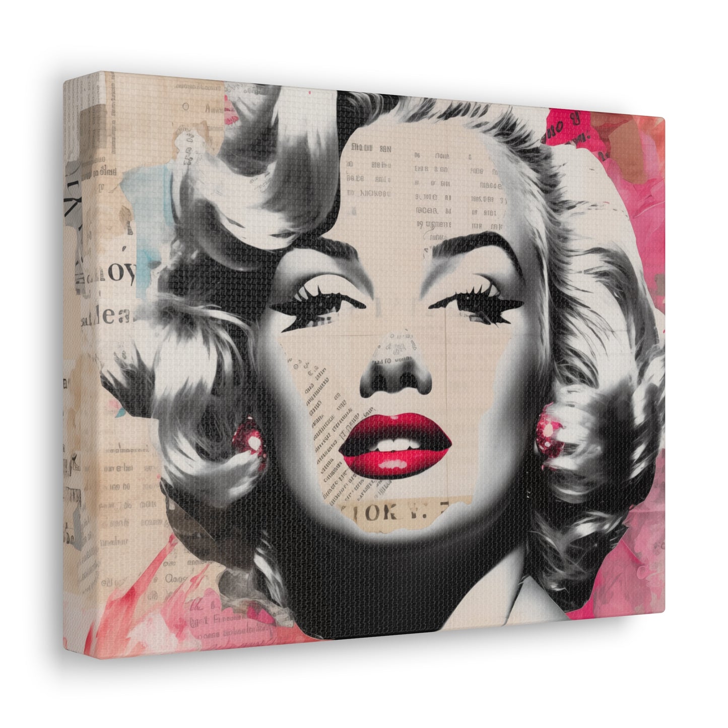 Canvas Wall Art, Gallery Wrapped Pop Art, Celebrity Wall Art – Marilyn Monroe - Newsprint