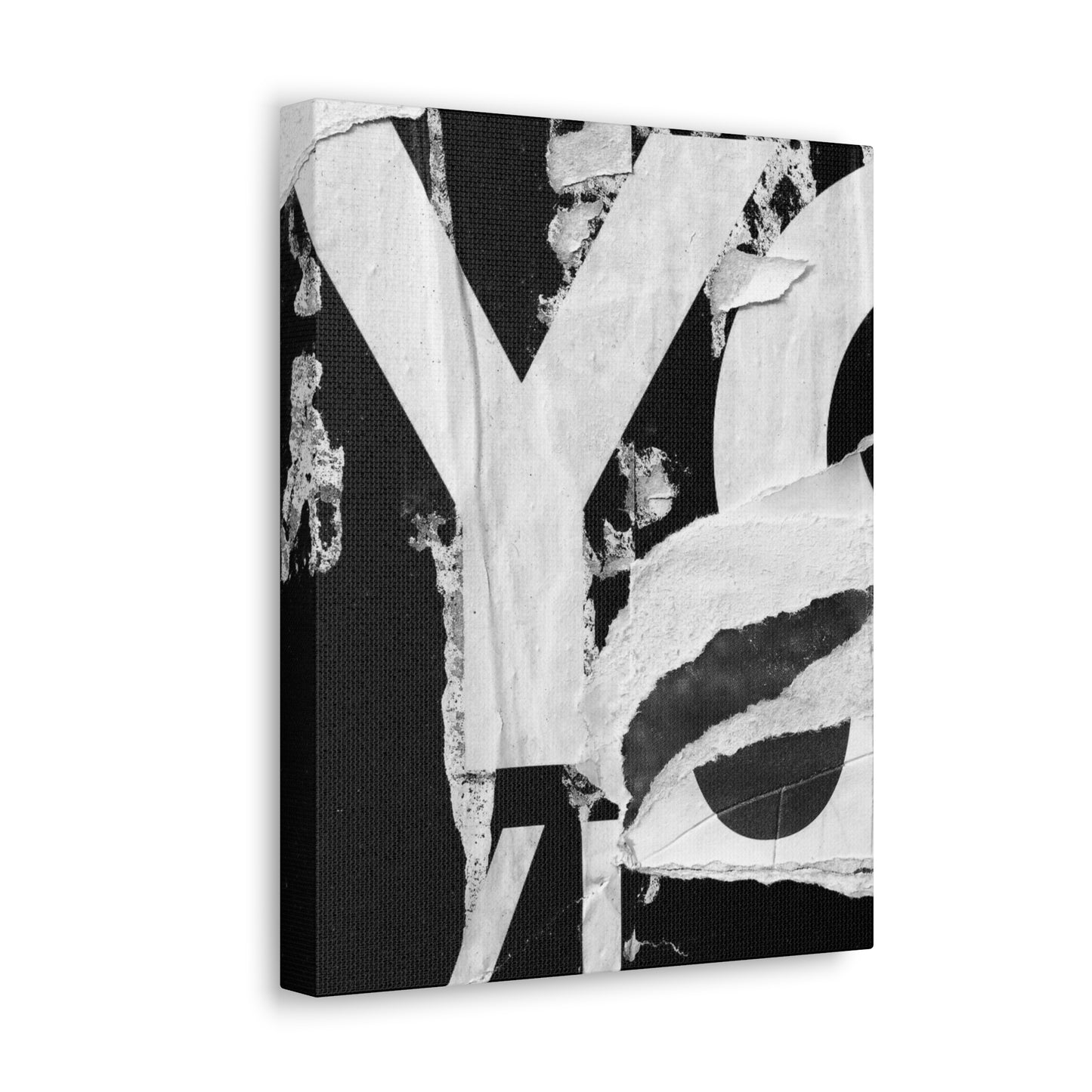 Canvas Wall Art, Gallery Wrapped Urban Street Art, Abstract Torn Poster Street Art - Black and White YO