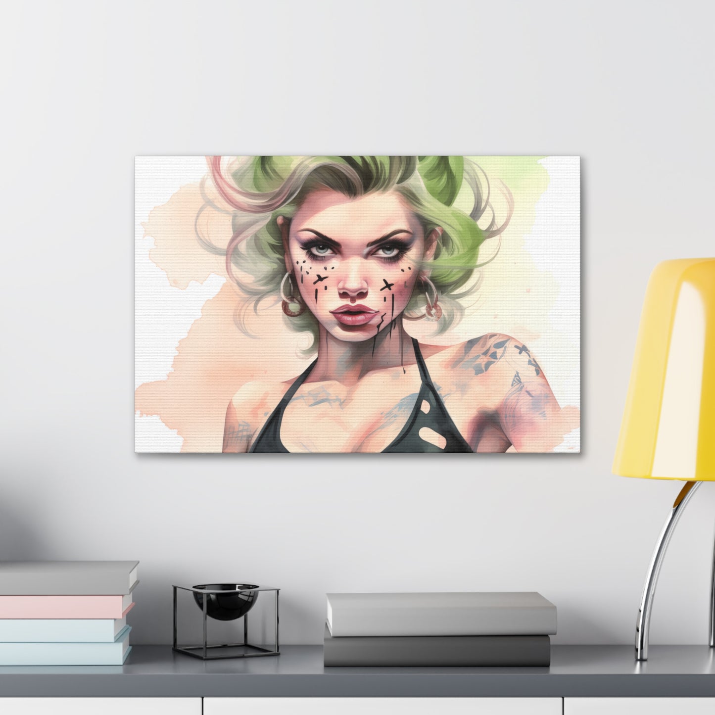 Gallery Wrapped Canvas, Edgy Tattooed Beauty, Urban Pop Art Canvas – Ivy