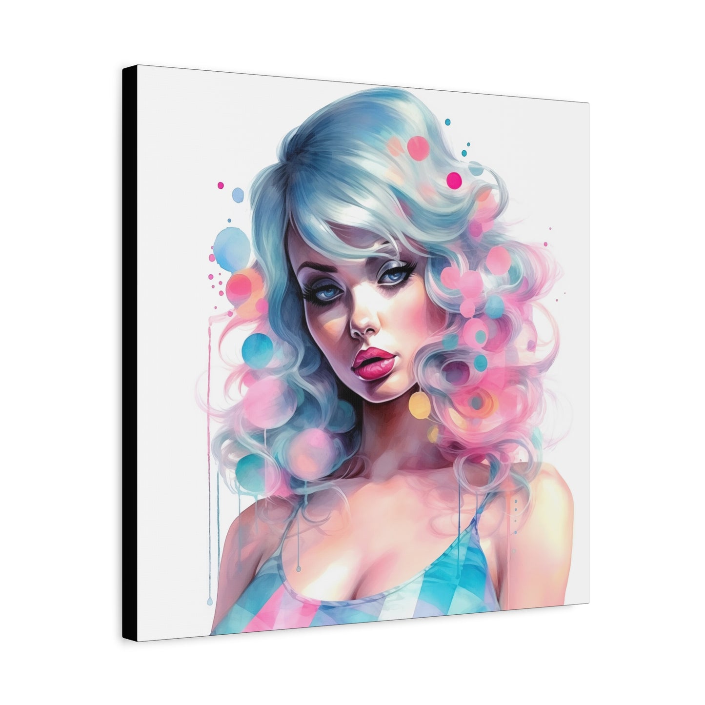 Canvas Gallery Wrapped High-Fashion Wall Art, Stylish Decor, Retro Femme Doll Pop Art – Sylvie