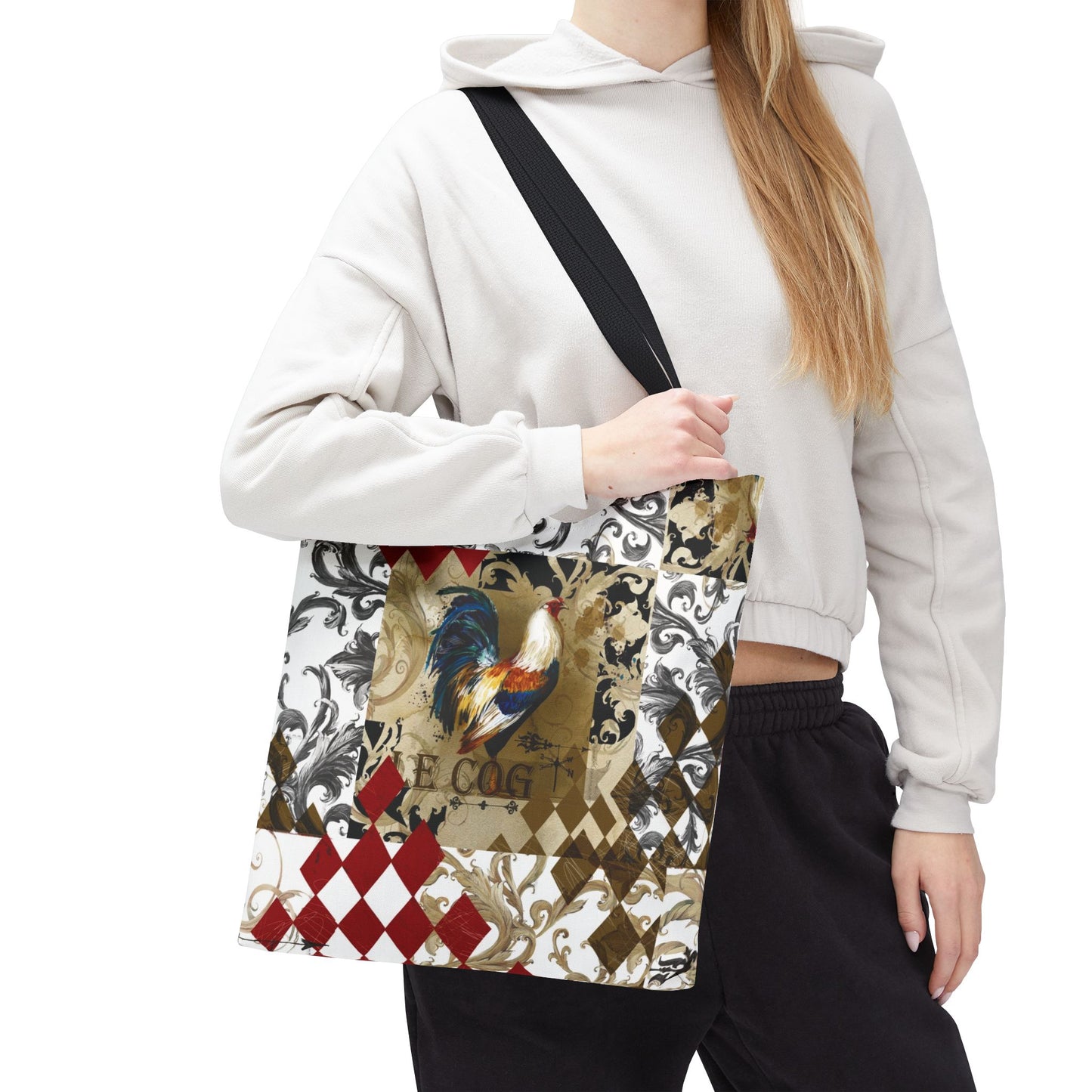 Parisian Rooster Tote Bag, Utility Tote - French Provincial Cock Tote - Fashion Tote - Le Cog - Le Coq