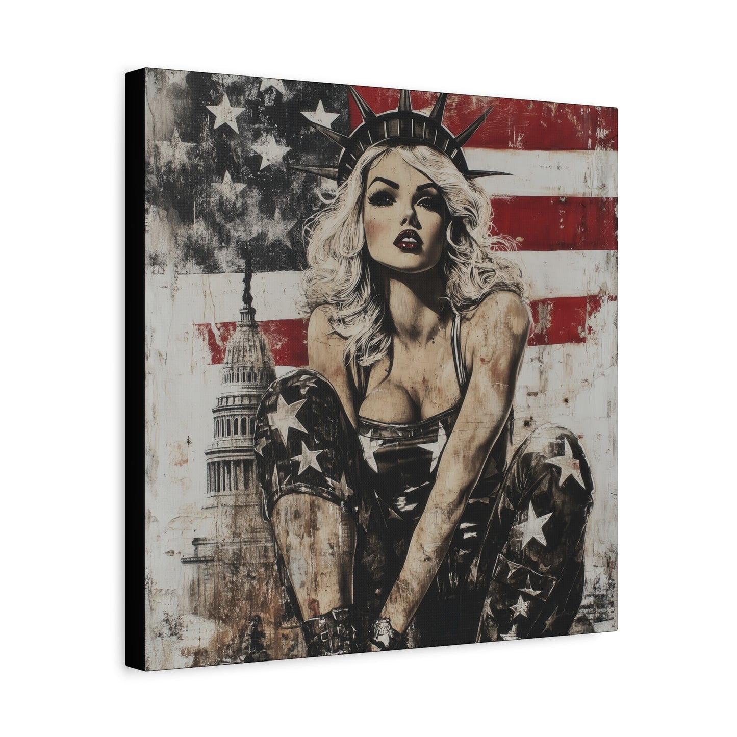 Gallery Wrapped Canvas, American Nonsense Art Canvas, Political Pinup Art Canvas – Kimberly
