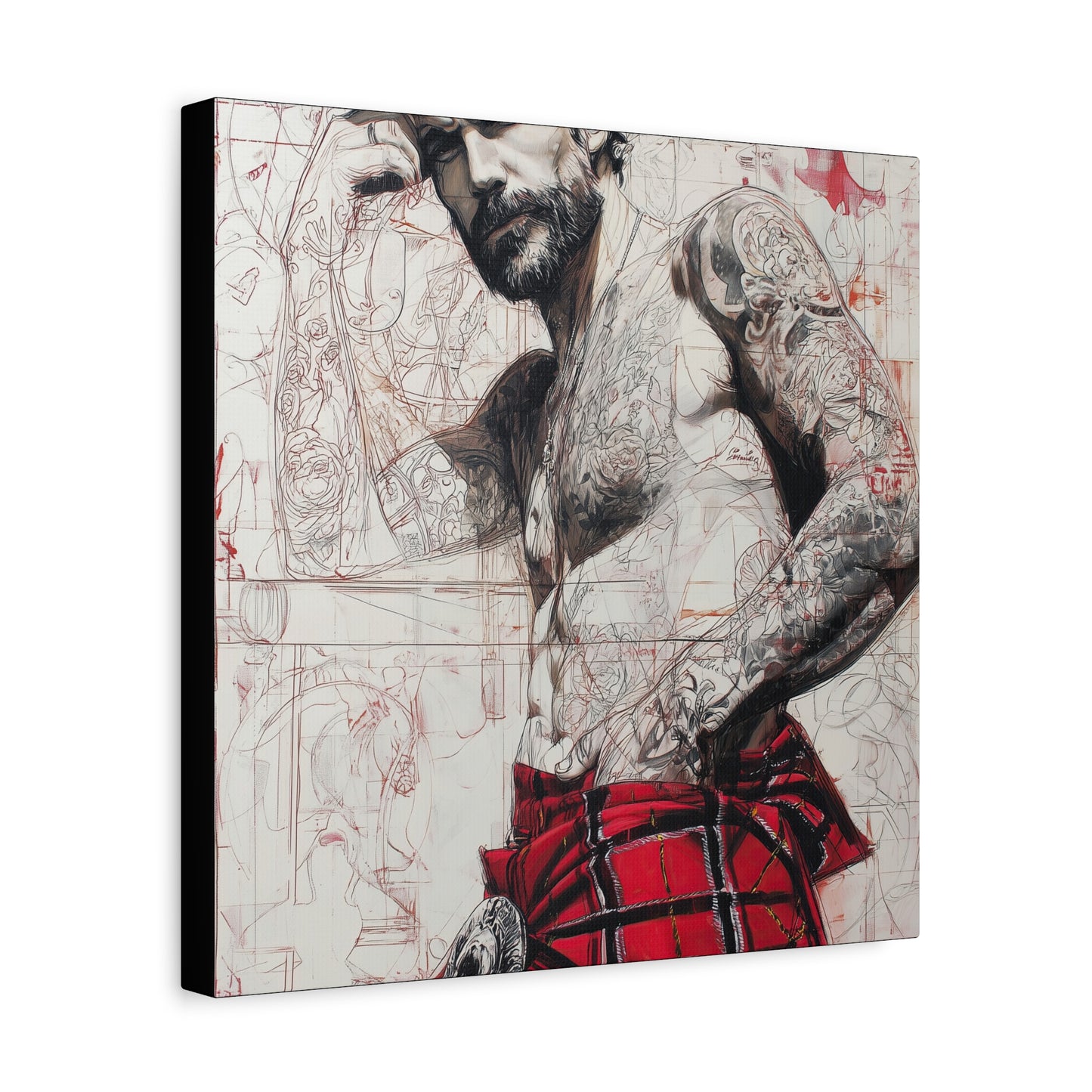 Gallery Wrapped Canvas, Kilts and Carnage Art Canvas, Erotic Pinup Art Canvas – Cormac