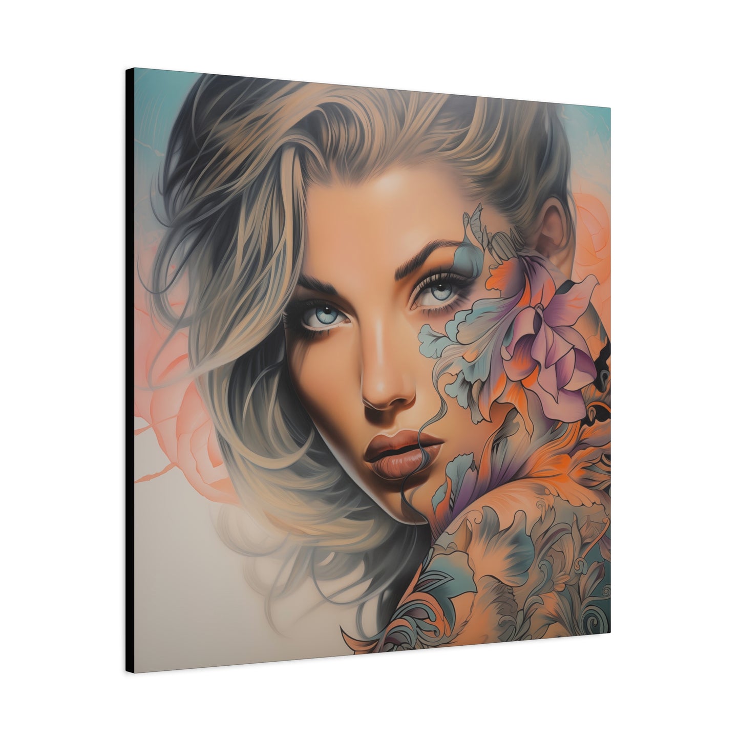 Gallery Wrapped Canvas, Edgy Tattooed Beauty, Urban Pop Art Canvas – Bella