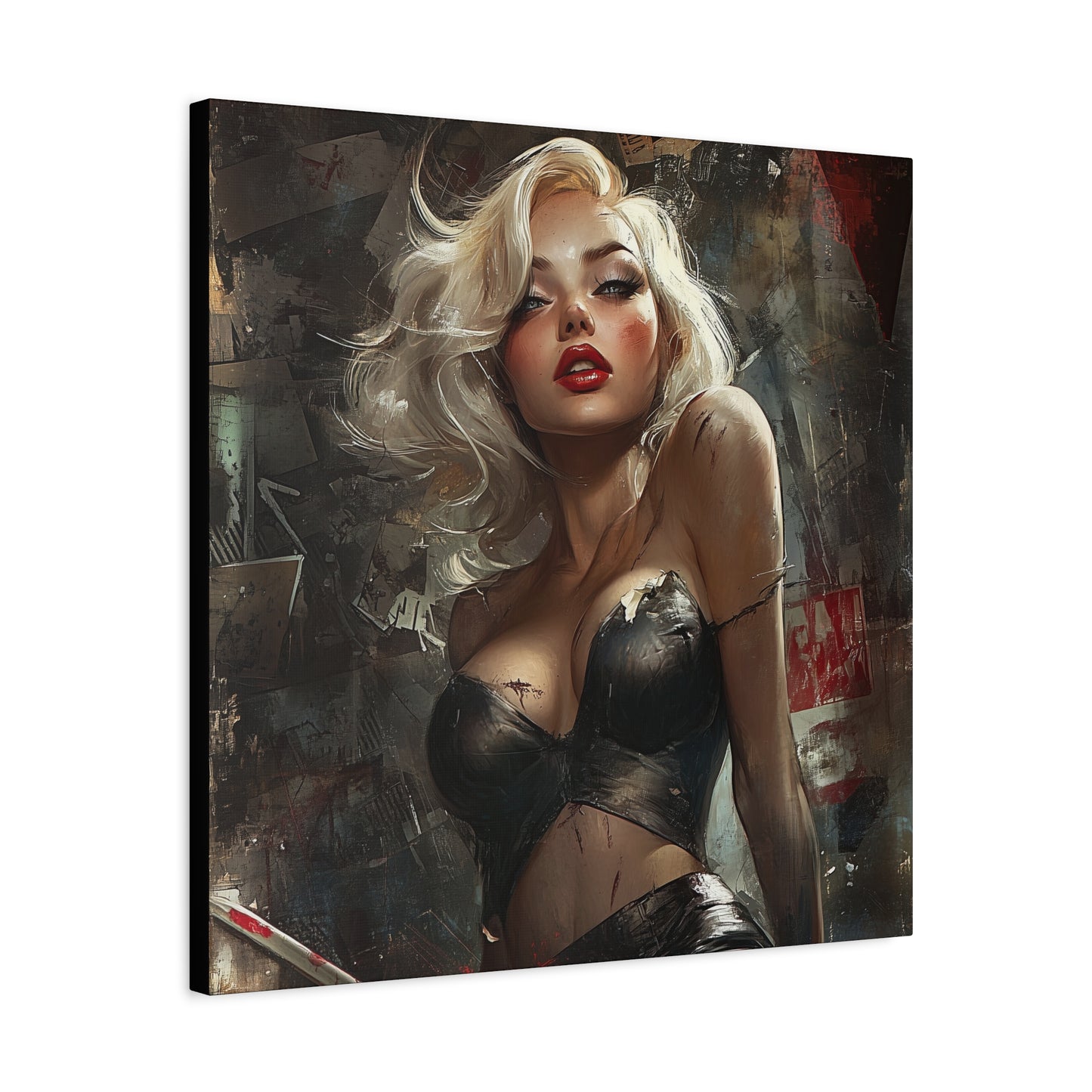 Gallery Wrapped Canvas, Guilt and Grit Adult Art Canvas, Erotic Pinup Art Canvas – Noelle