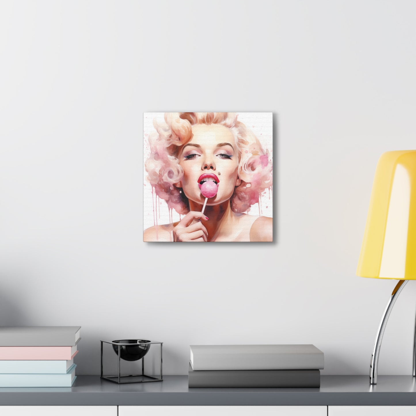 Canvas Wall Art, Gallery Wrapped Pop Art, Celebrity Wall Art – Marilyn Monroe - Lollipop