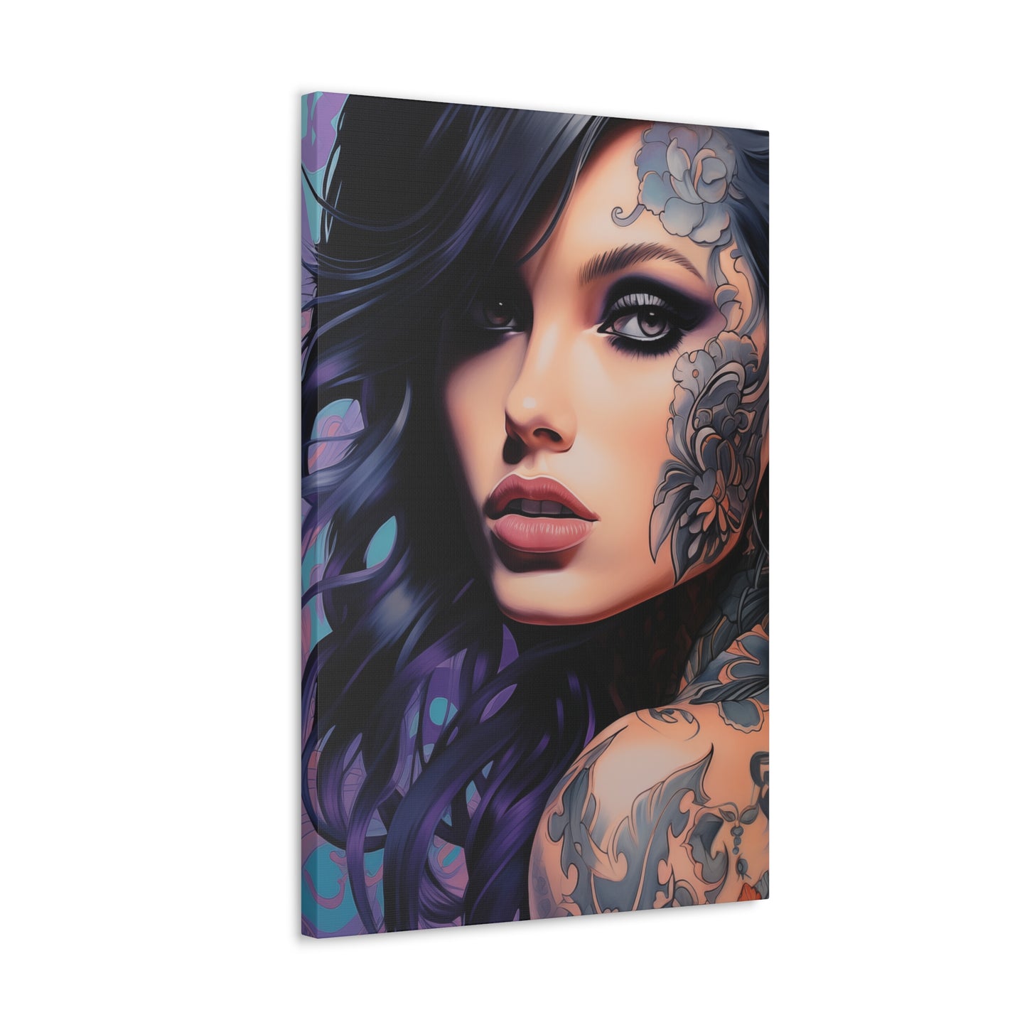 Gallery Wrapped Canvas, Edgy Tattooed Beauty, Urban Pop Art Canvas – Dominique