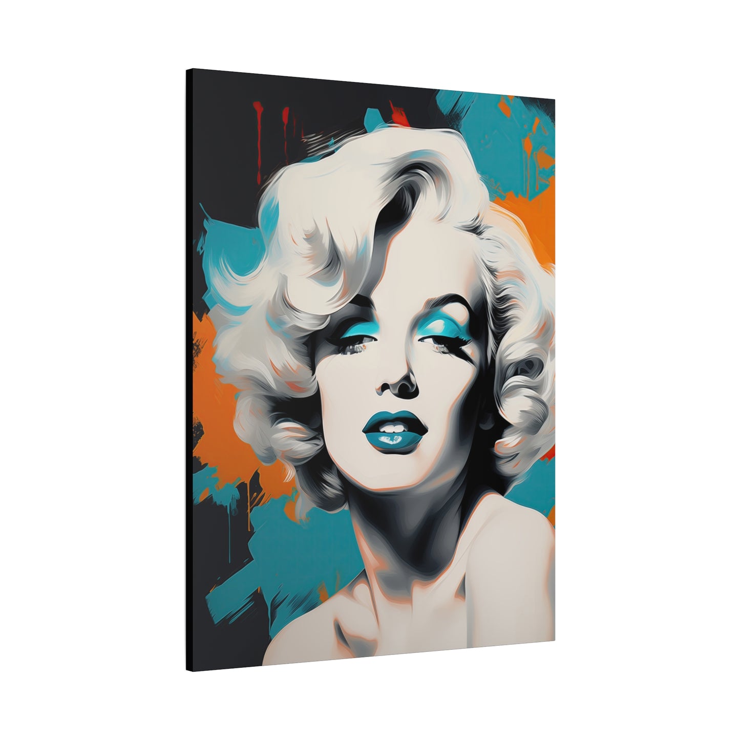Canvas Wall Art, Gallery Wrapped Pop Art, Celebrity Wall Art – Marilyn Monroe - Orange and Teal