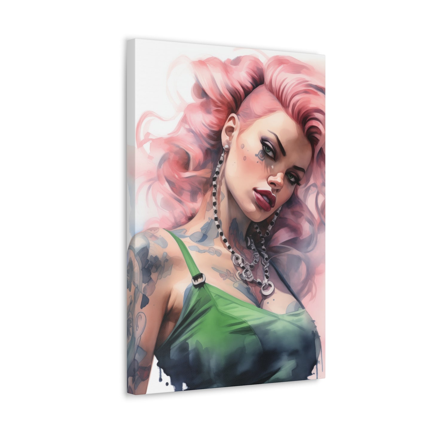 Gallery Wrapped Canvas, Edgy Tattooed Beauty, Urban Pop Art Canvas – Colette
