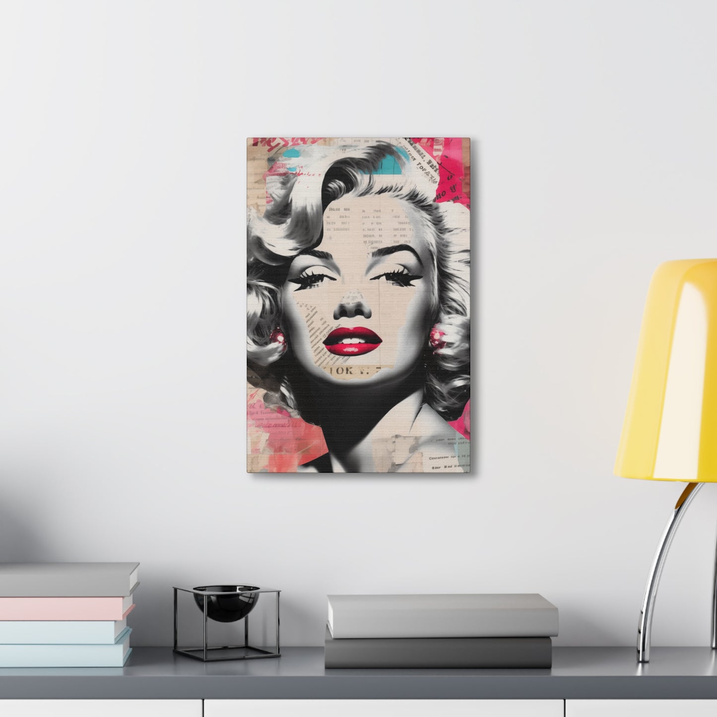 Canvas Wall Art, Gallery Wrapped Pop Art, Celebrity Wall Art – Marilyn Monroe - Newsprint
