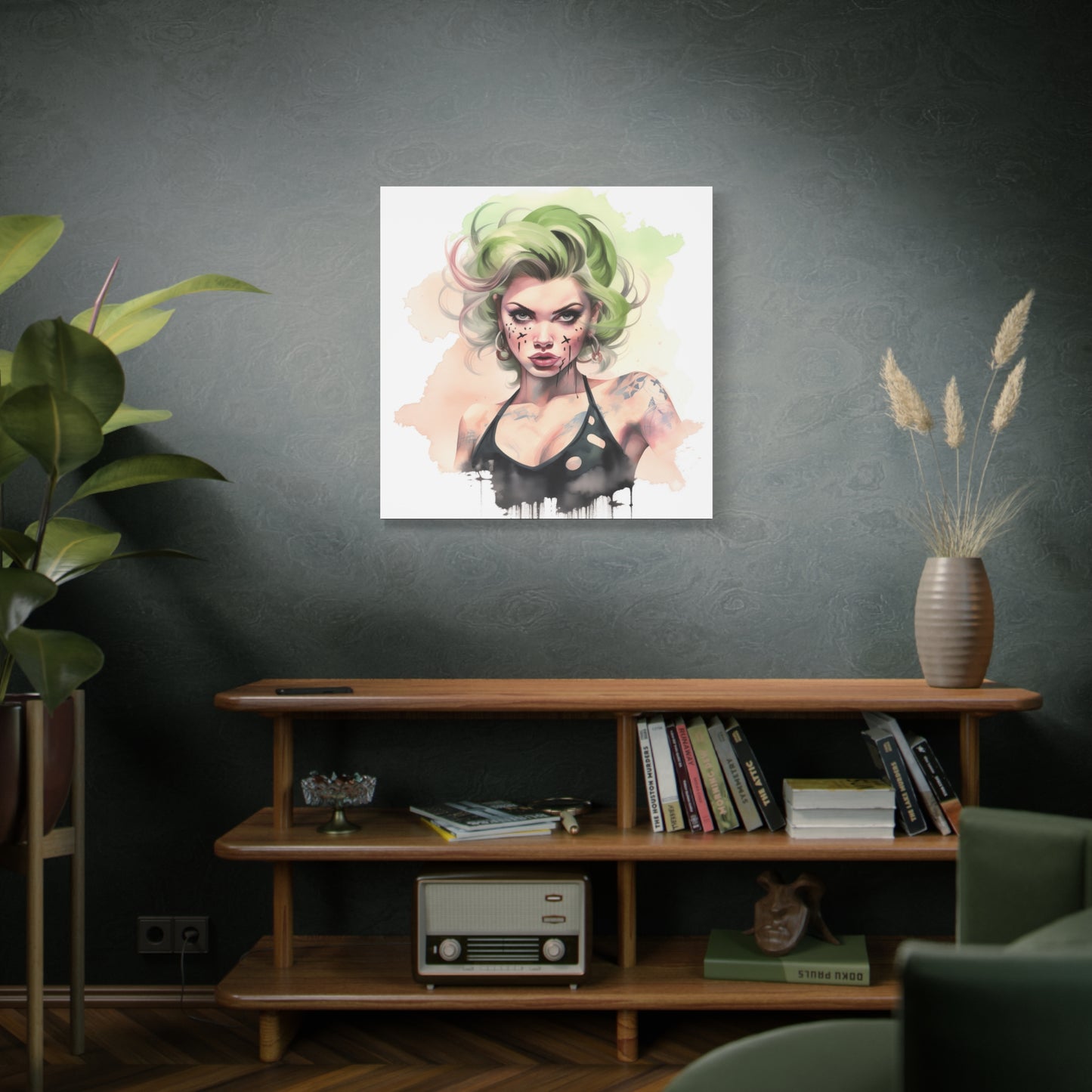 Gallery Wrapped Canvas, Edgy Tattooed Beauty, Urban Pop Art Canvas – Ivy