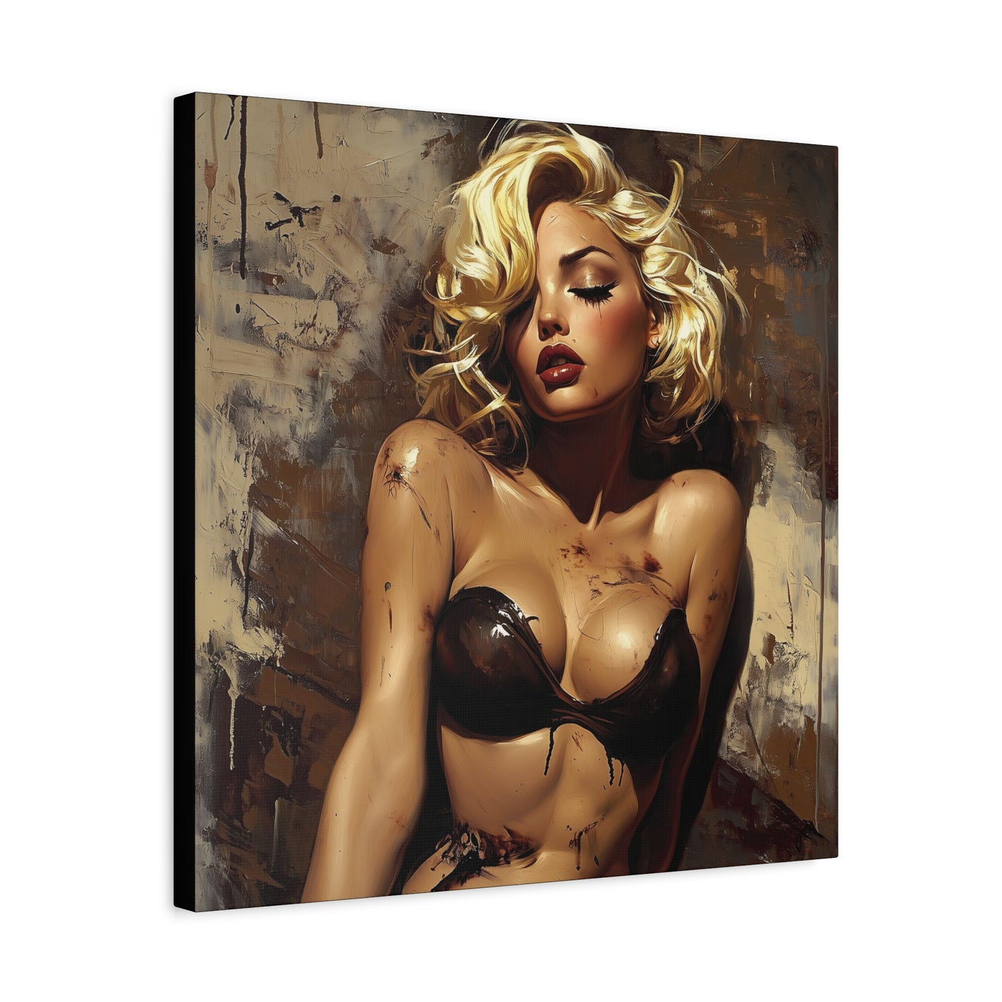 Gallery Wrapped Canvas, Guilt and Grit Adult Art Canvas, Erotic Pinup Art Canvas – Mira