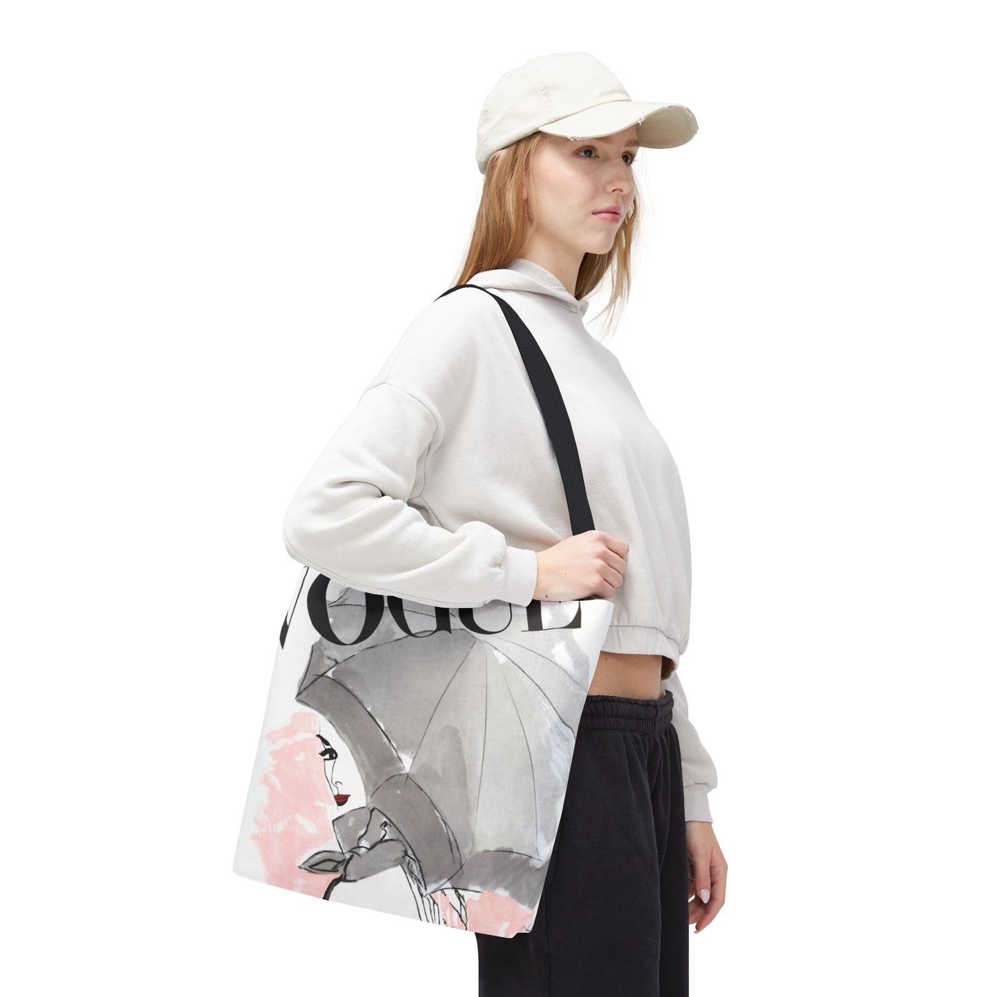 VOGUE Pink Umbrella Tote Bag - Fashion Canvas Tote Bag - Designer Inspired Tote
