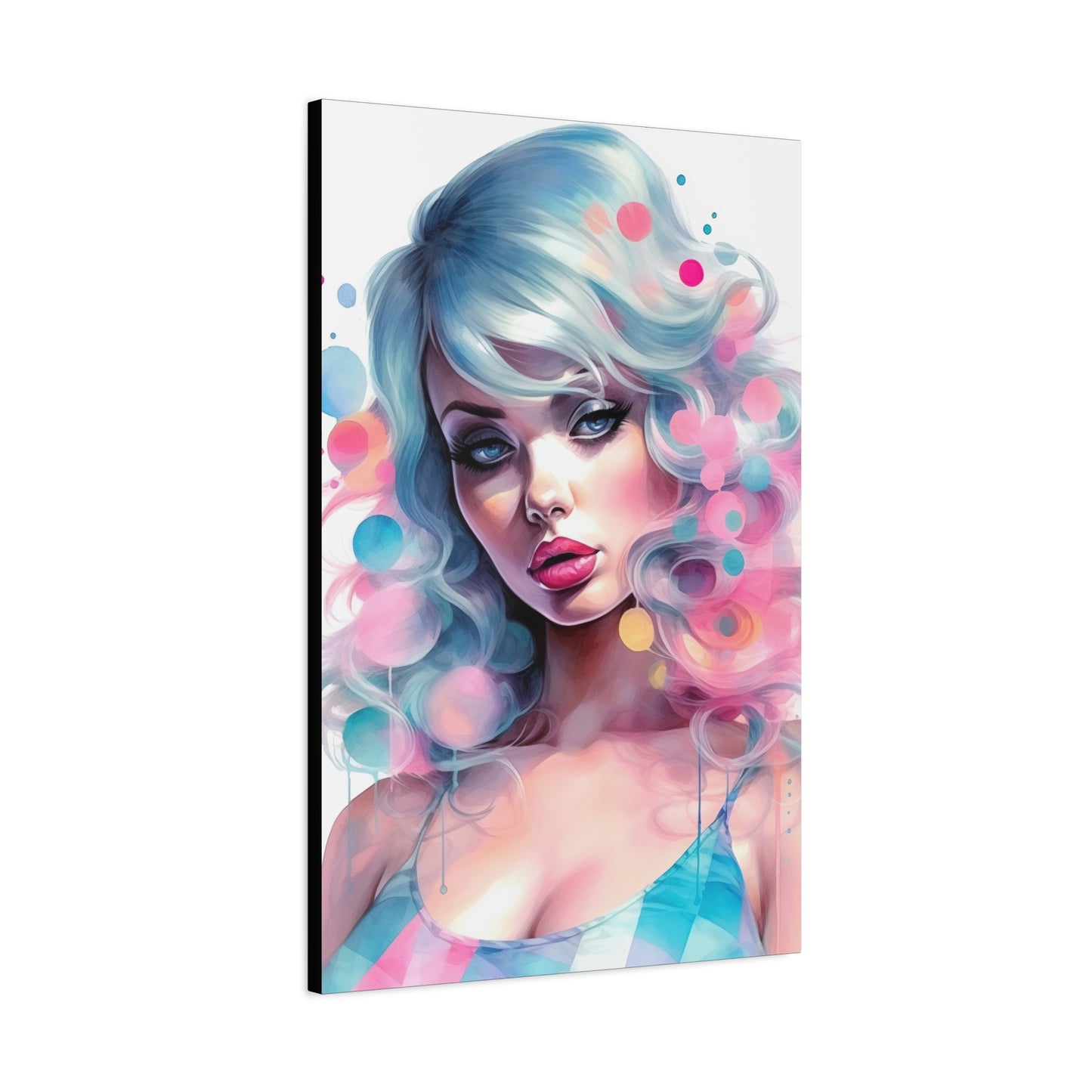 Canvas Gallery Wrapped High-Fashion Wall Art, Stylish Decor, Retro Femme Doll Pop Art – Sylvie