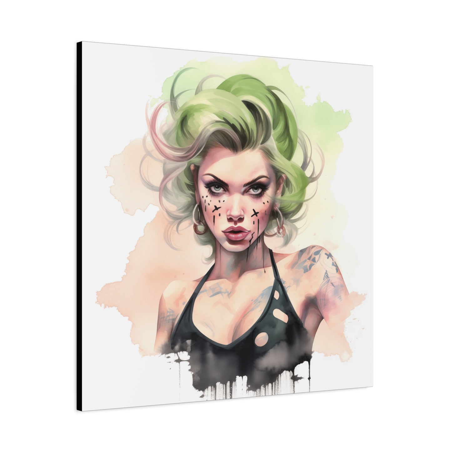Gallery Wrapped Canvas, Edgy Tattooed Beauty, Urban Pop Art Canvas – Ivy