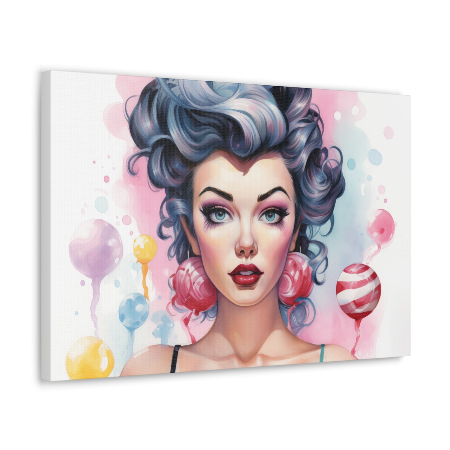Canvas Gallery Wrapped High-Fashion Wall Art, Stylish Decor, Retro Femme Doll Pop Art – Poppy