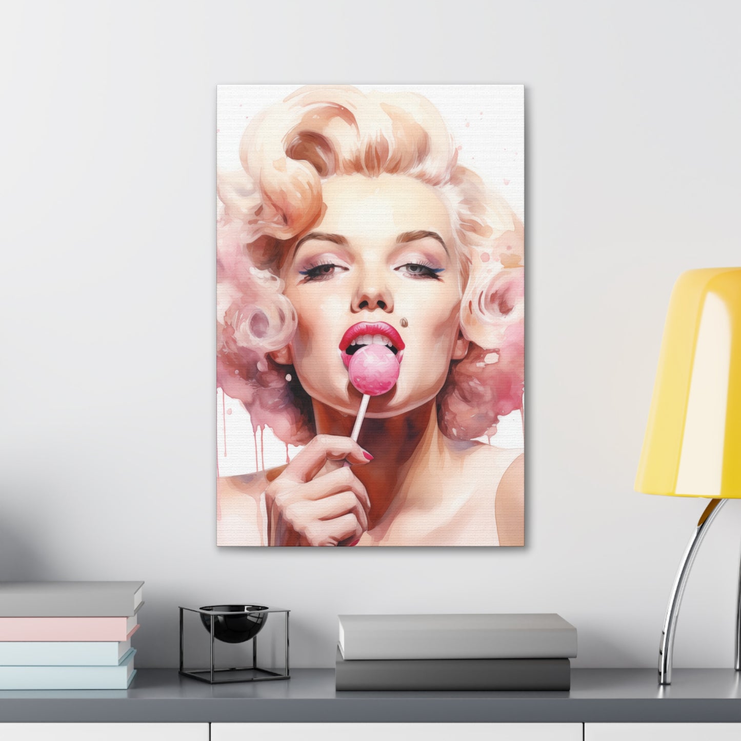 Canvas Wall Art, Gallery Wrapped Pop Art, Celebrity Wall Art – Marilyn Monroe - Lollipop