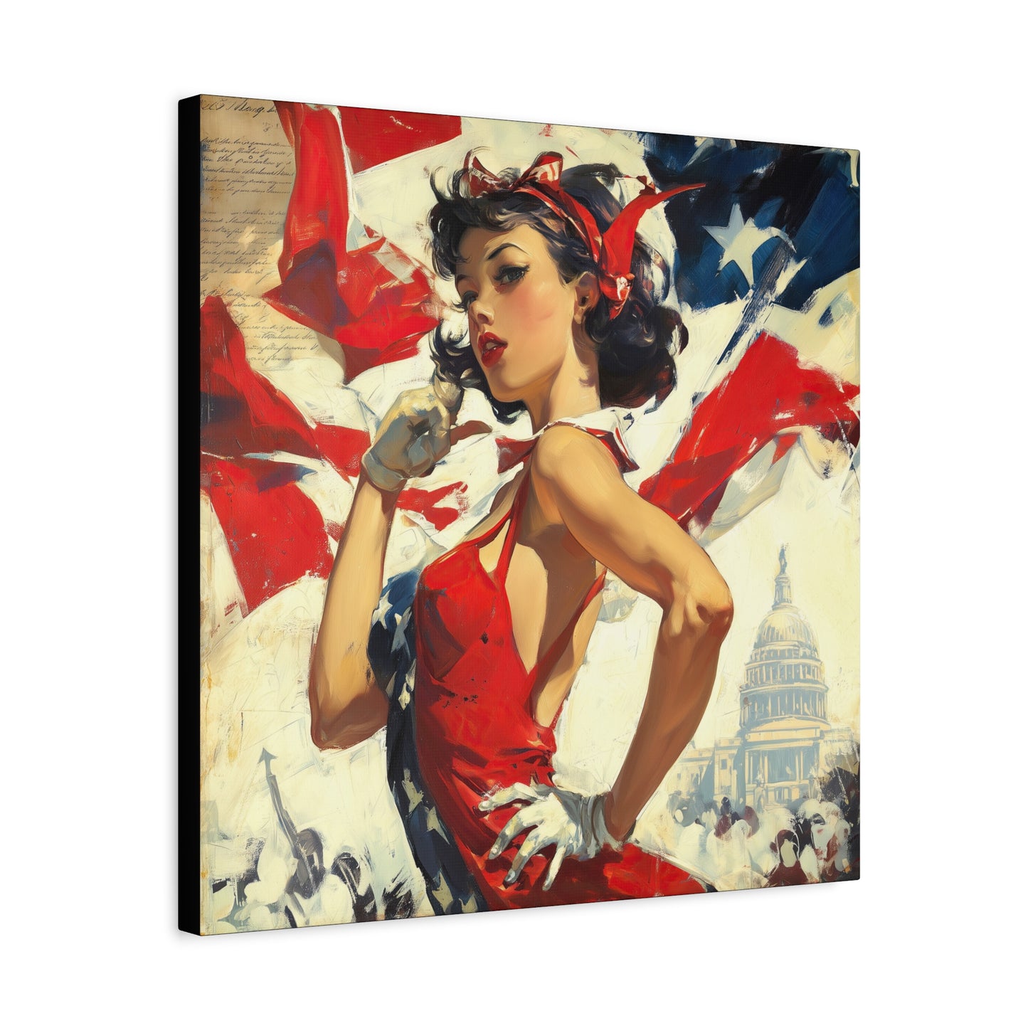 Gallery Wrapped Canvas, American Nonsense Art Canvas, Political Pinup Art Canvas - Mindy