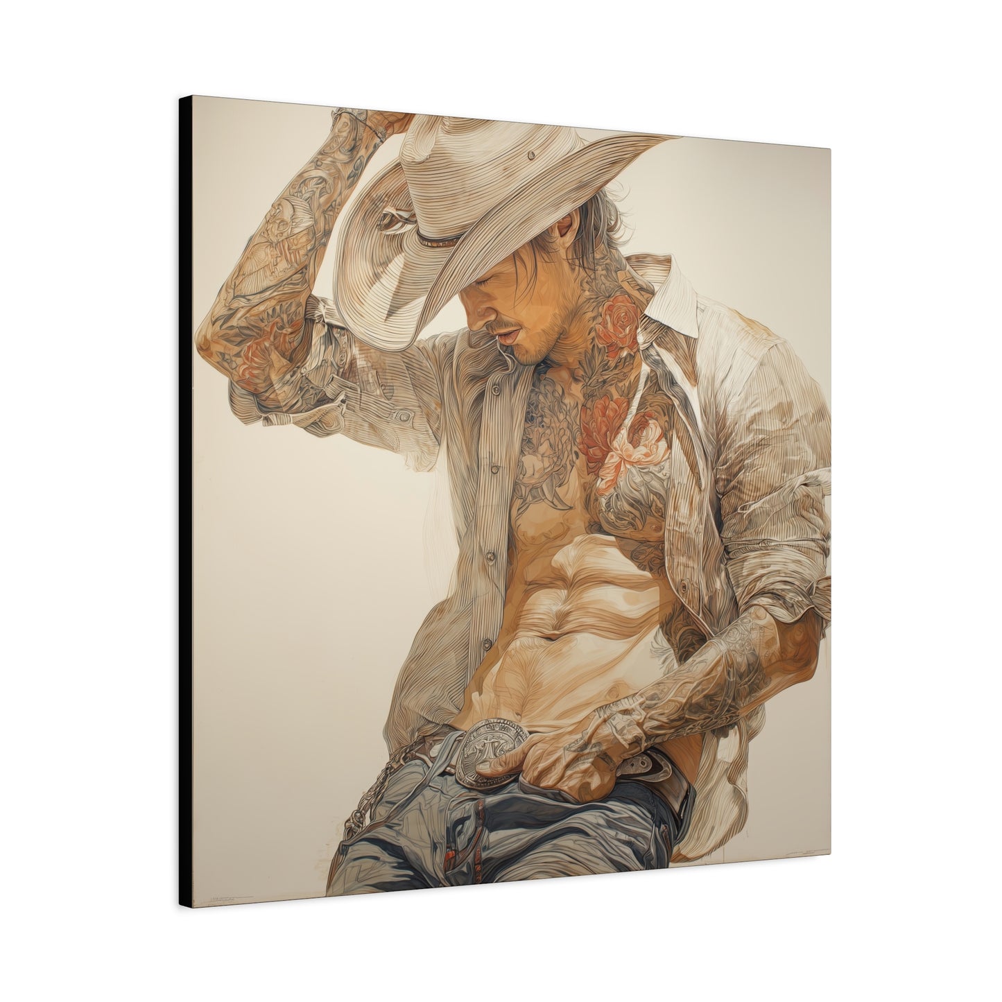 Gallery Wrapped Canvas, Wranglers and Wreckage Art Canvas, Erotic Pinup Art Canvas – Levi