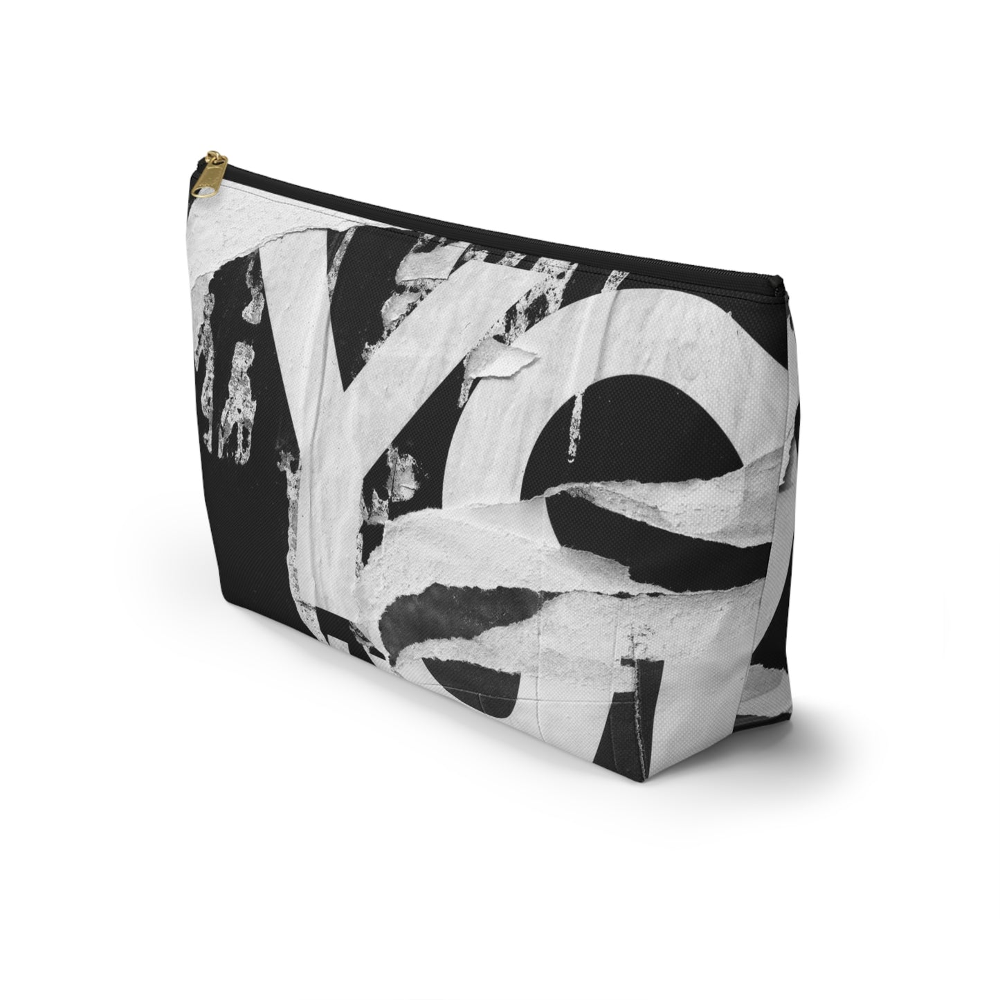 Accessory Pouch - Torn Poster Street Art Makeup Bag - Black and White YO - Urban Street Art