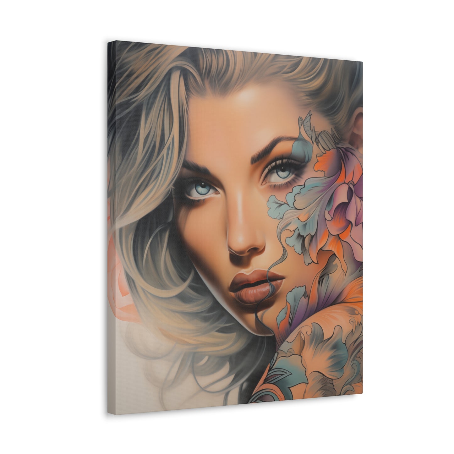 Gallery Wrapped Canvas, Edgy Tattooed Beauty, Urban Pop Art Canvas – Bella