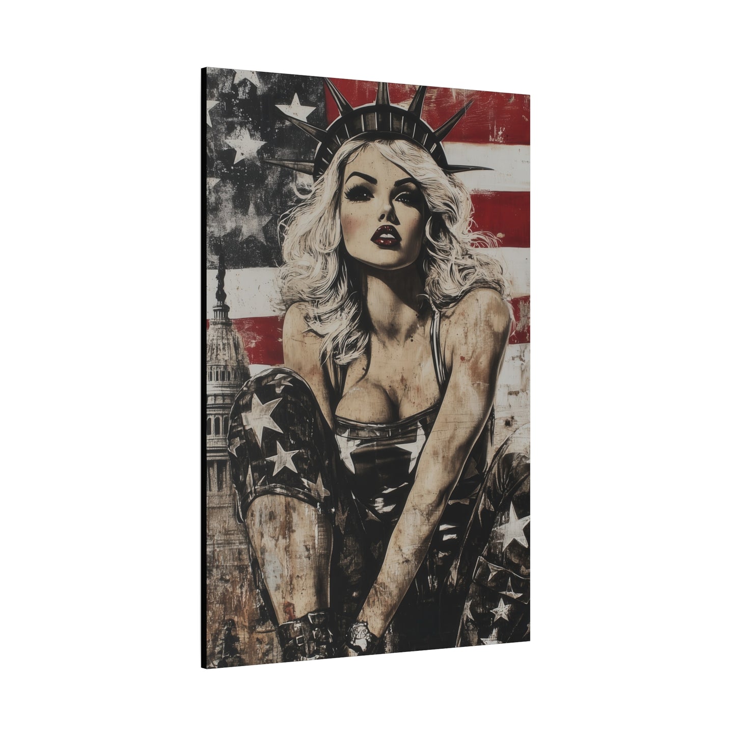 Gallery Wrapped Canvas, American Nonsense Art Canvas, Political Pinup Art Canvas – Kimberly