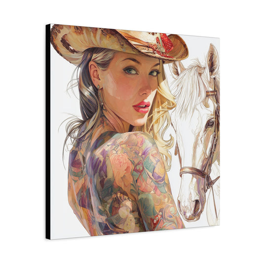 Gallery Wrapped Canvas, Wranglers and Wreckage Art Canvas, Erotic Pinup Art Canvas – Denver