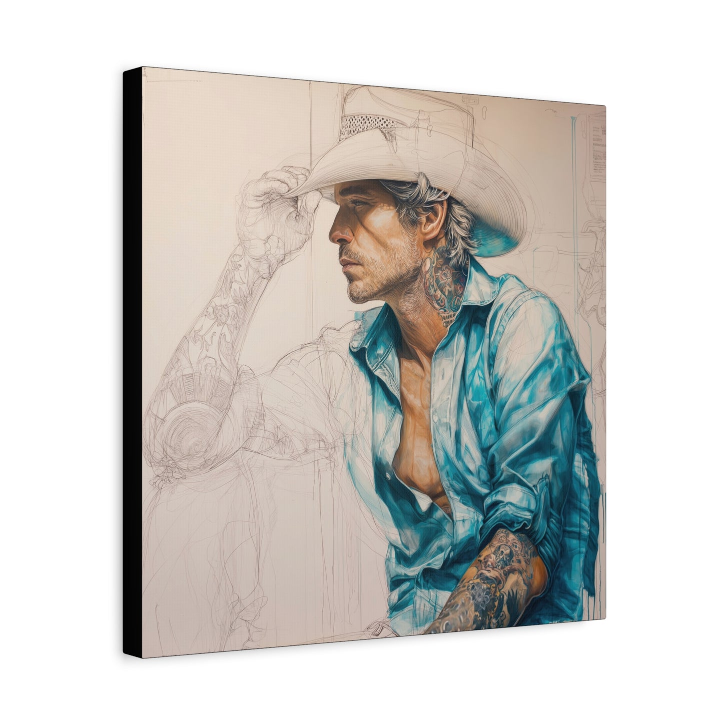 Gallery Wrapped Canvas, Wranglers and Wreckage Art Canvas, Erotic Pinup Art Canvas – Wade
