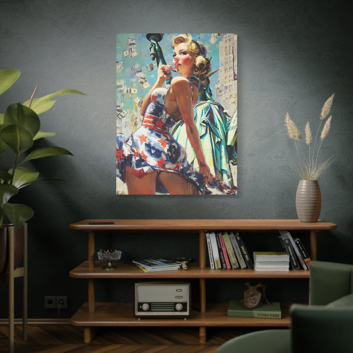 Gallery Wrapped Canvas, American Nonsense Art Canvas, Political Pinup Art Canvas – Bonnie