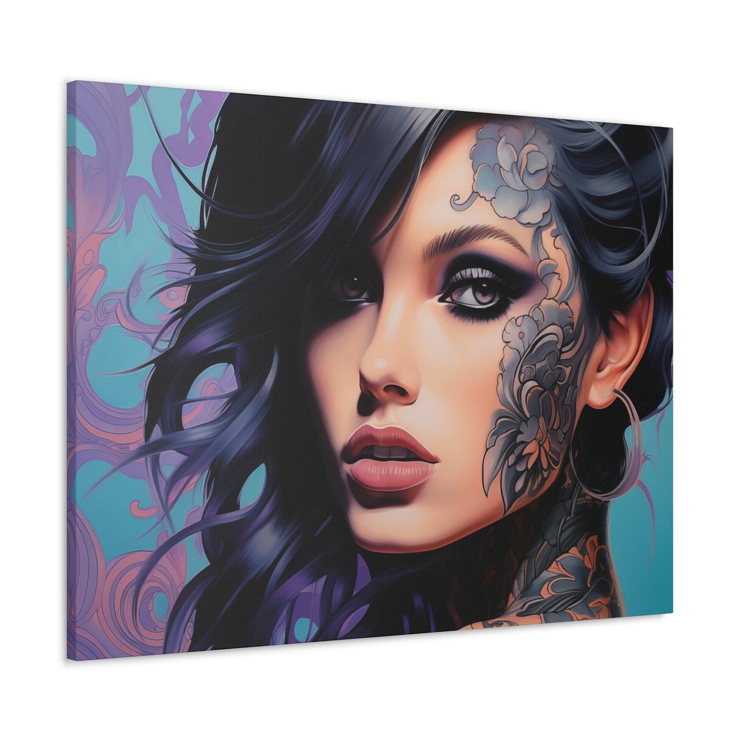 Gallery Wrapped Canvas, Edgy Tattooed Beauty, Urban Pop Art Canvas – Dominique