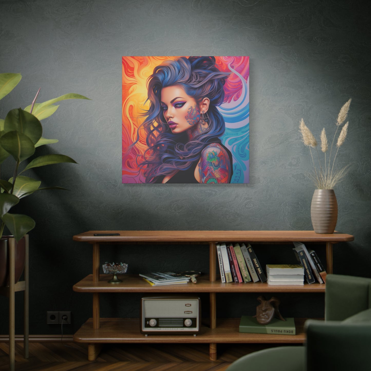 Gallery Wrapped Canvas, Edgy Tattooed Beauty, Urban Pop Art Canvas – Faye