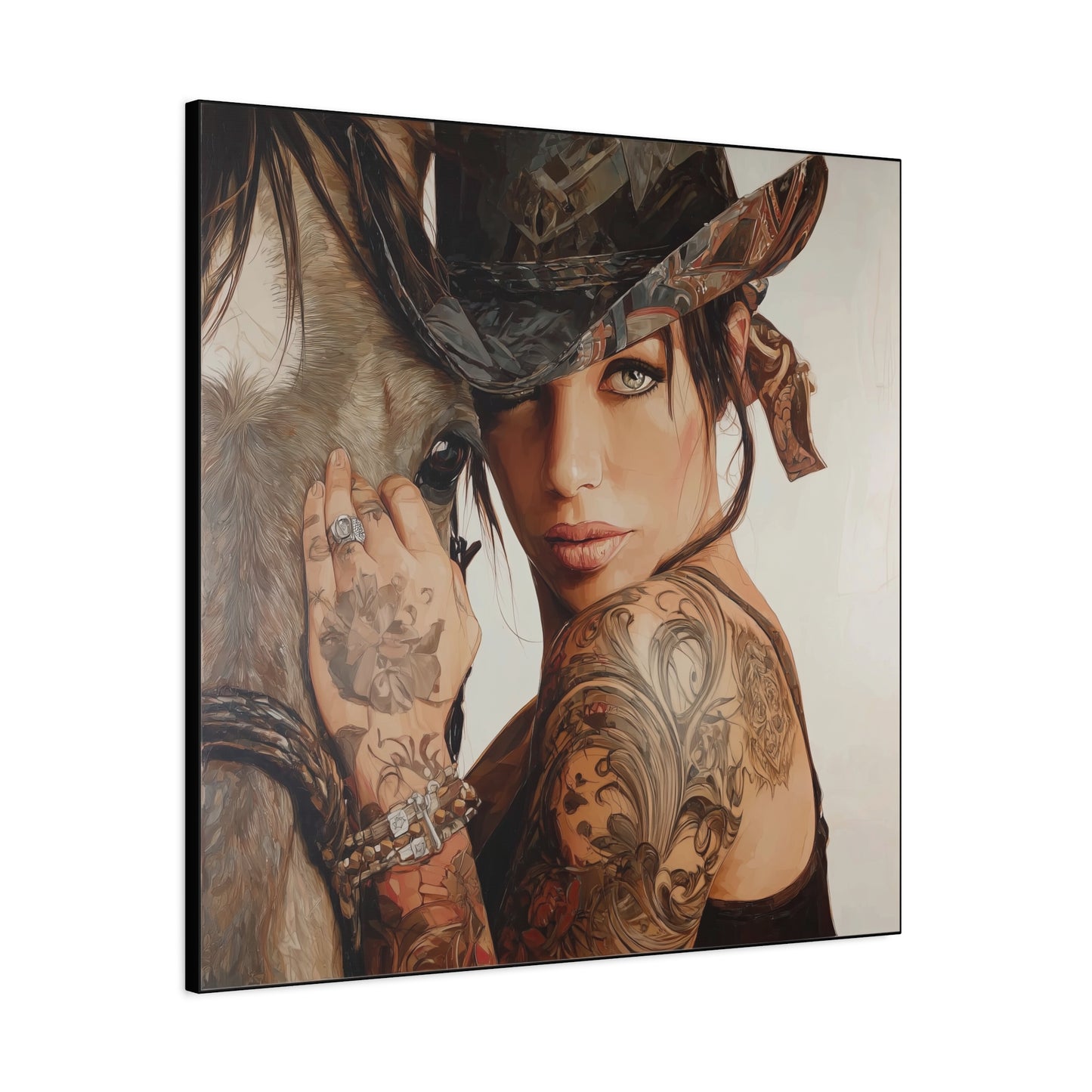 Gallery Wrapped Canvas, Wranglers and Wreckage Art Canvas, Erotic Pinup Art Canvas – Georgia