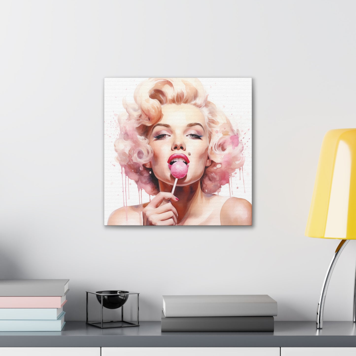 Canvas Wall Art, Gallery Wrapped Pop Art, Celebrity Wall Art – Marilyn Monroe - Lollipop