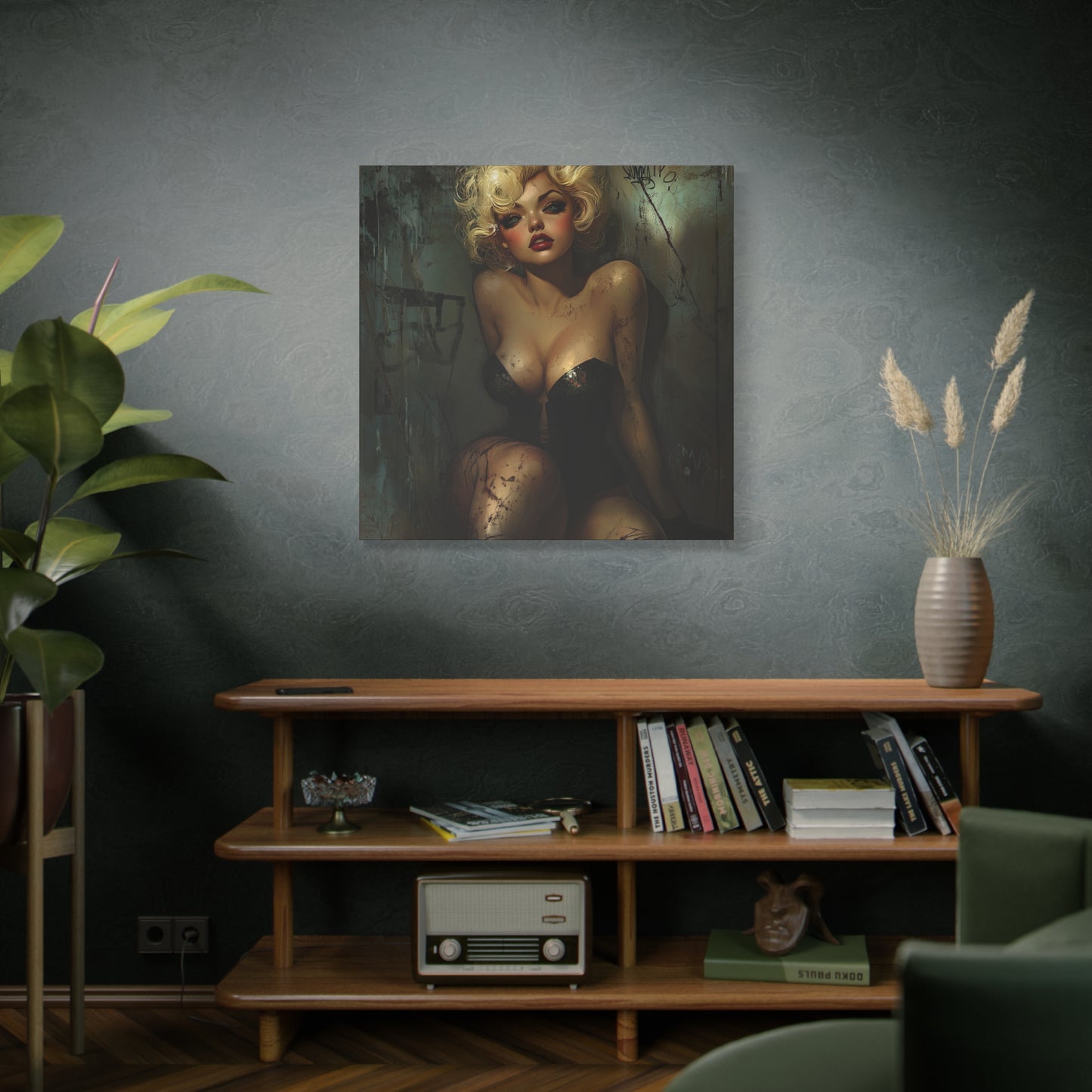 Gallery Wrapped Canvas, Guilt and Grit Adult Art Canvas, Erotic Pinup Art Canvas – Naomi