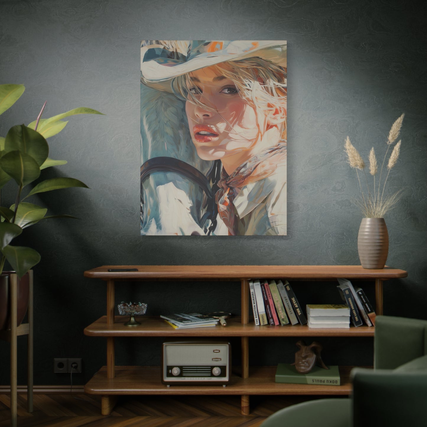 Gallery Wrapped Canvas, Wranglers and Wreckage Art Canvas, Erotic Pinup Art Canvas – Dakota