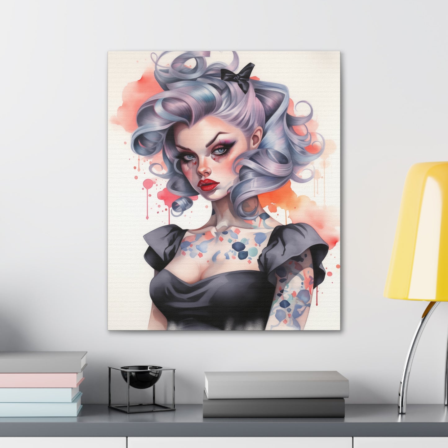 Gallery Wrapped Canvas, Edgy Tattooed Beauty, Urban Pop Art Canvas – Noelle