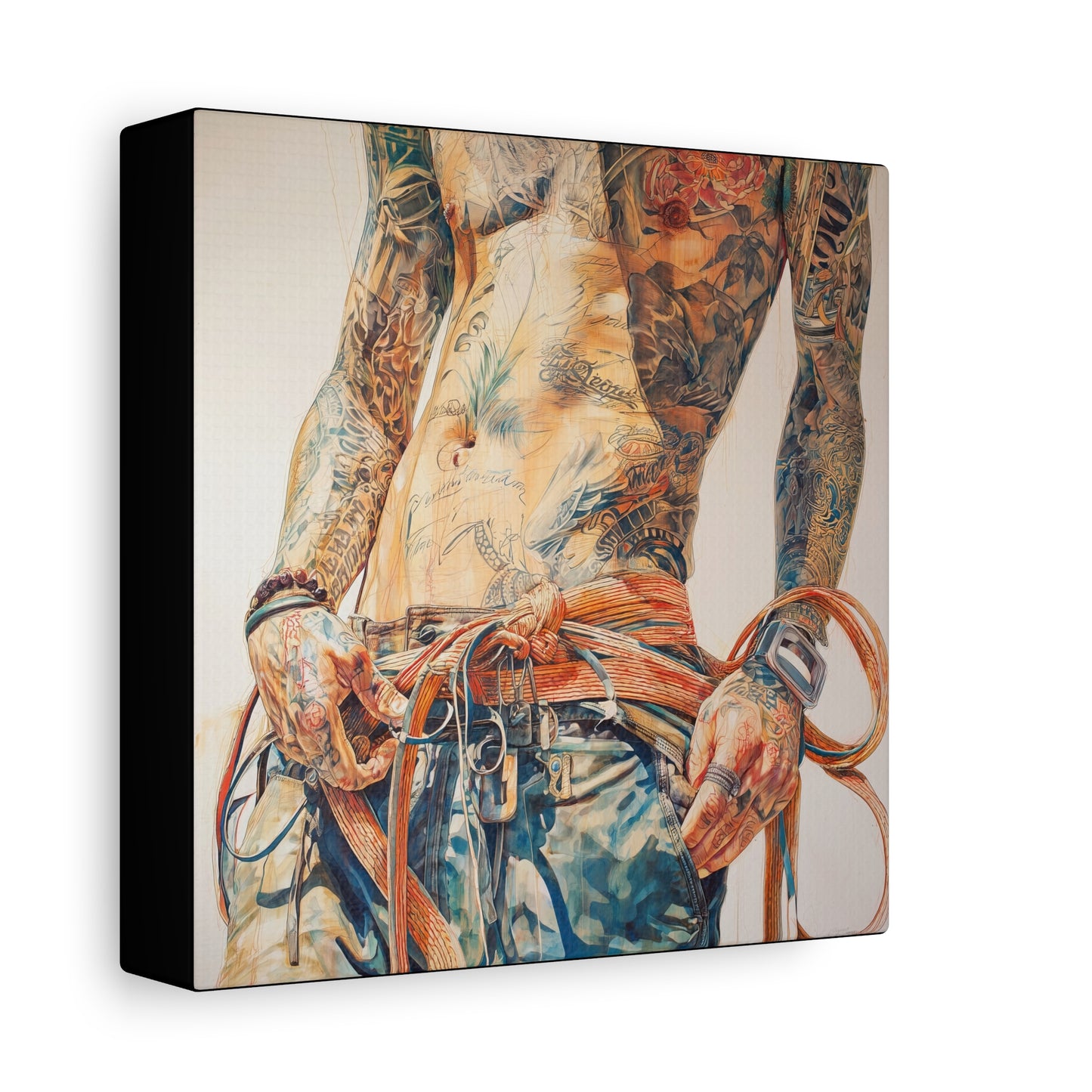Gallery Wrapped Canvas, Ropes and Reverence Art Canvas, Erotic Shibari Art Canvas – Leif