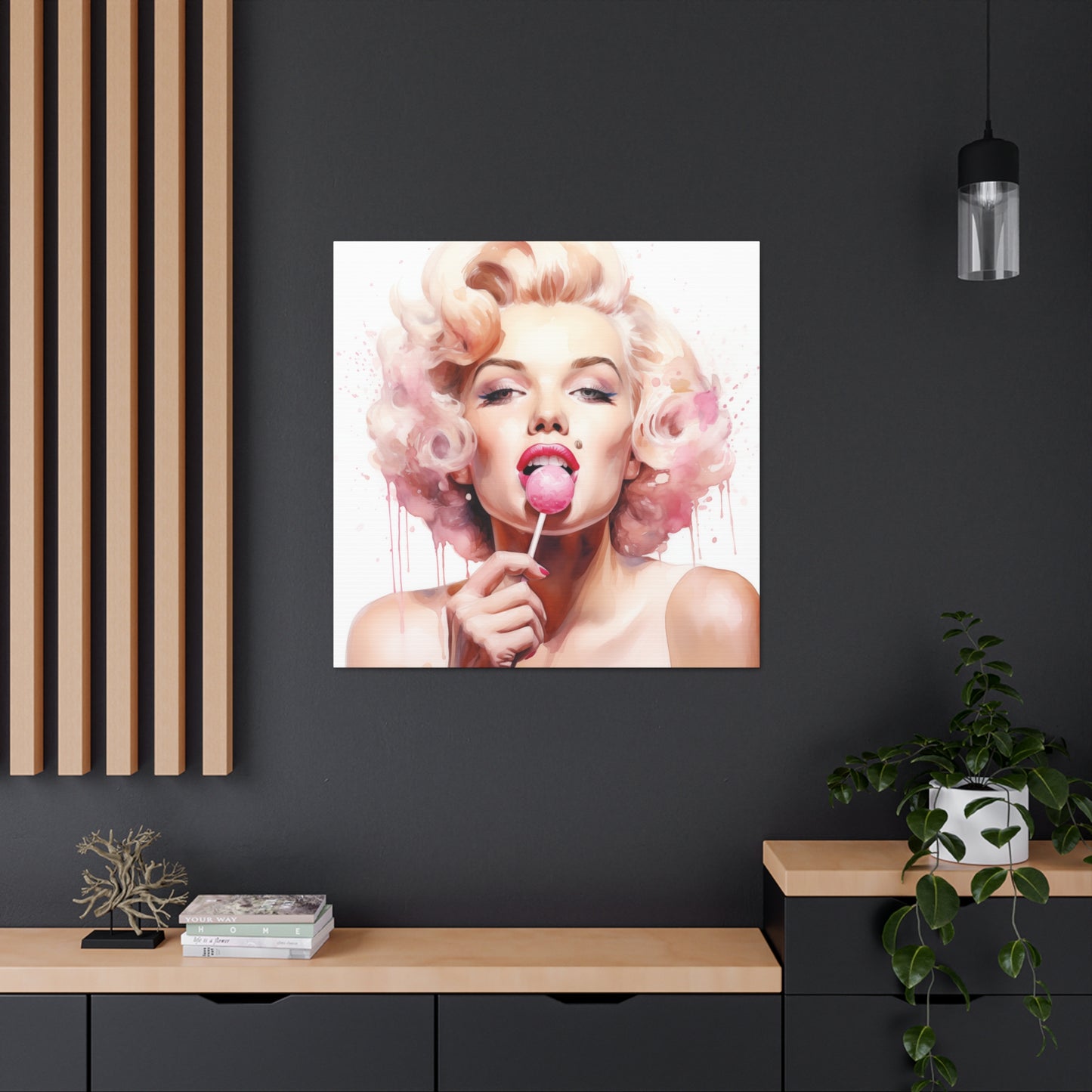 Canvas Wall Art, Gallery Wrapped Pop Art, Celebrity Wall Art – Marilyn Monroe - Lollipop