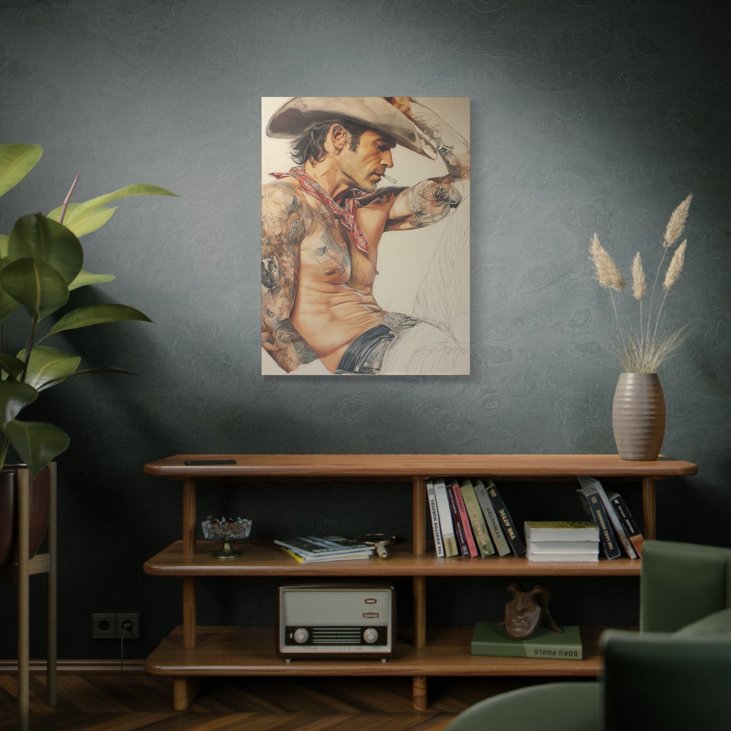 Gallery Wrapped Canvas, Wranglers and Wreckage Art Canvas, Erotic Pinup Art Canvas – Colt