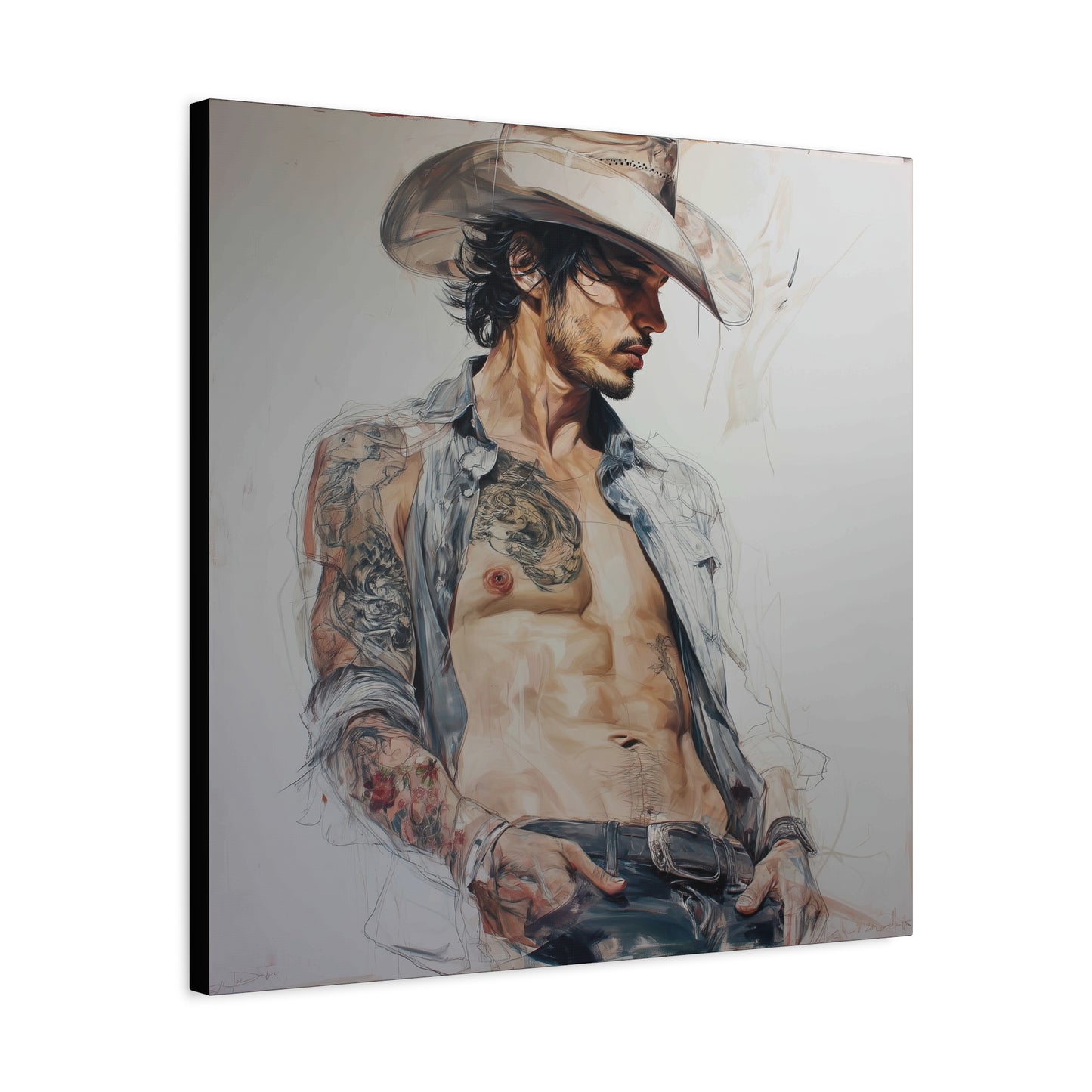 Gallery Wrapped Canvas, Wranglers and Wreckage Art Canvas, Erotic Pinup Art Canvas – Sawyer