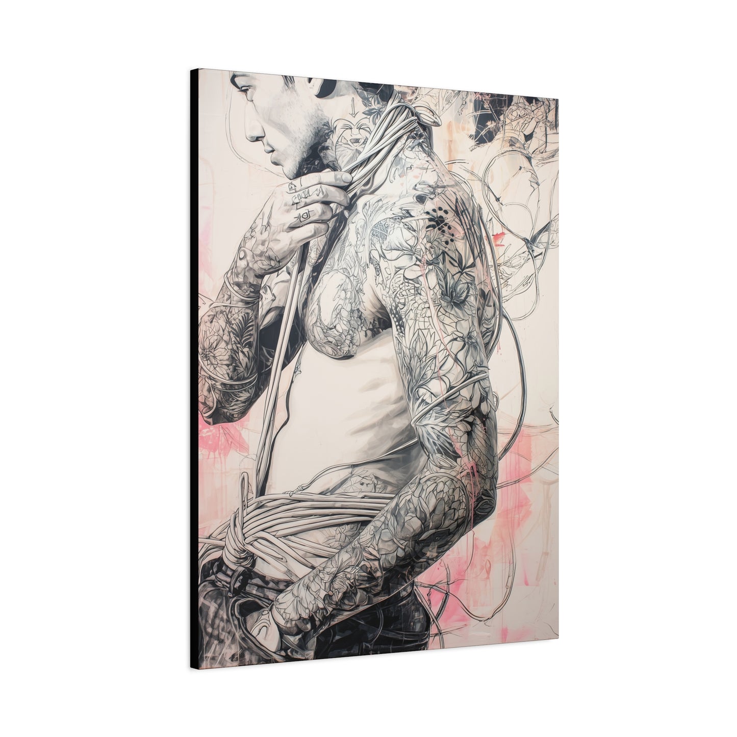 Gallery Wrapped Canvas, Ropes and Reverence Art Canvas, Erotic Shibari Art Canvas – Asher