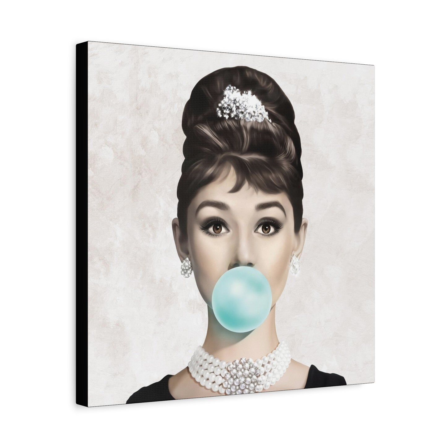 Gallery Wrapped Canvas, Audrey Hepburn Art Canvas, Celebrity Diva Art Canvas – Audrey Hepburn Bubblegum